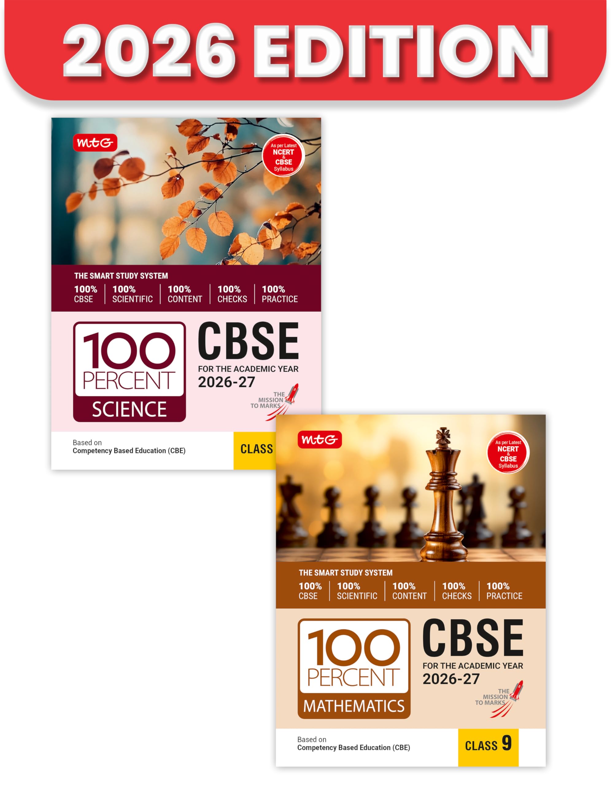 MTG 100 Percent NCERT & CBSE Science, Mathematics Class 9 For 202627 Exam (Set of 2) | As Per Revised NCERT Textbooks Syllabus 