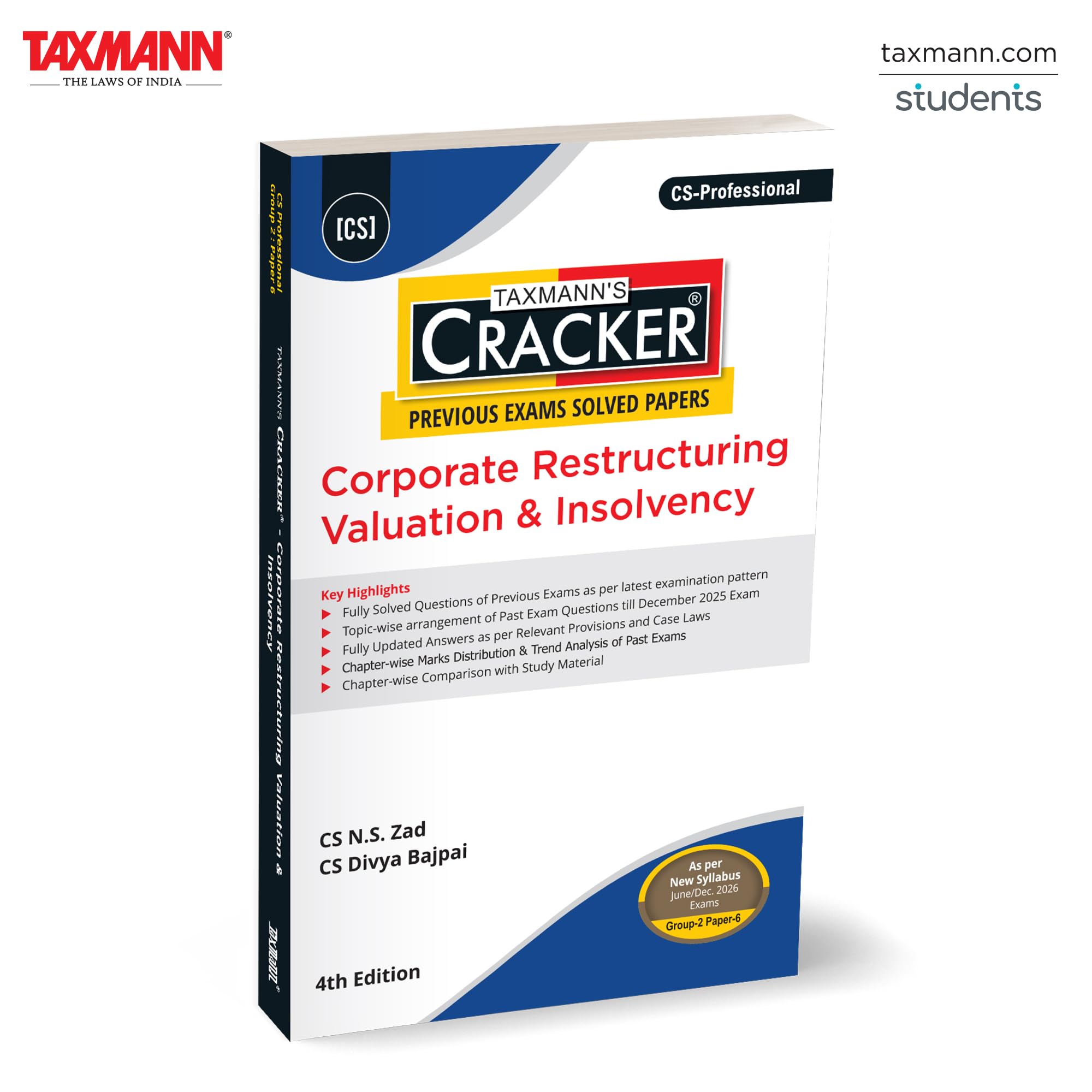 Taxmanns CRACKER for Corporate Restructuring Valuation & Insolvency (Paper 6 | CRVI)  Delivering Topicwise Solved Past Quest