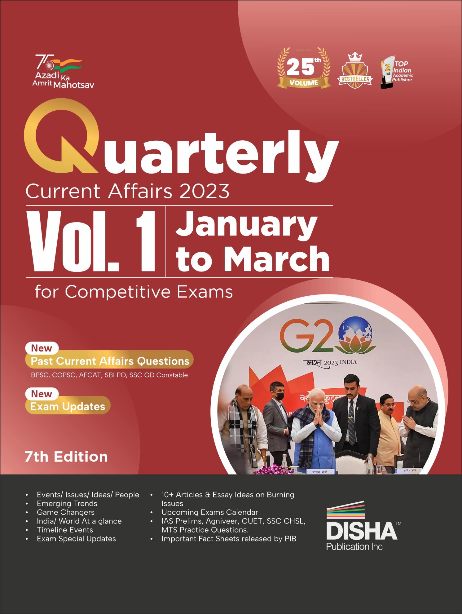 Quarterly Current Affairs 2023 Vol. 1  January to March for Competitive Exams 7th 4 color Edition | General Knowledge with PYQs