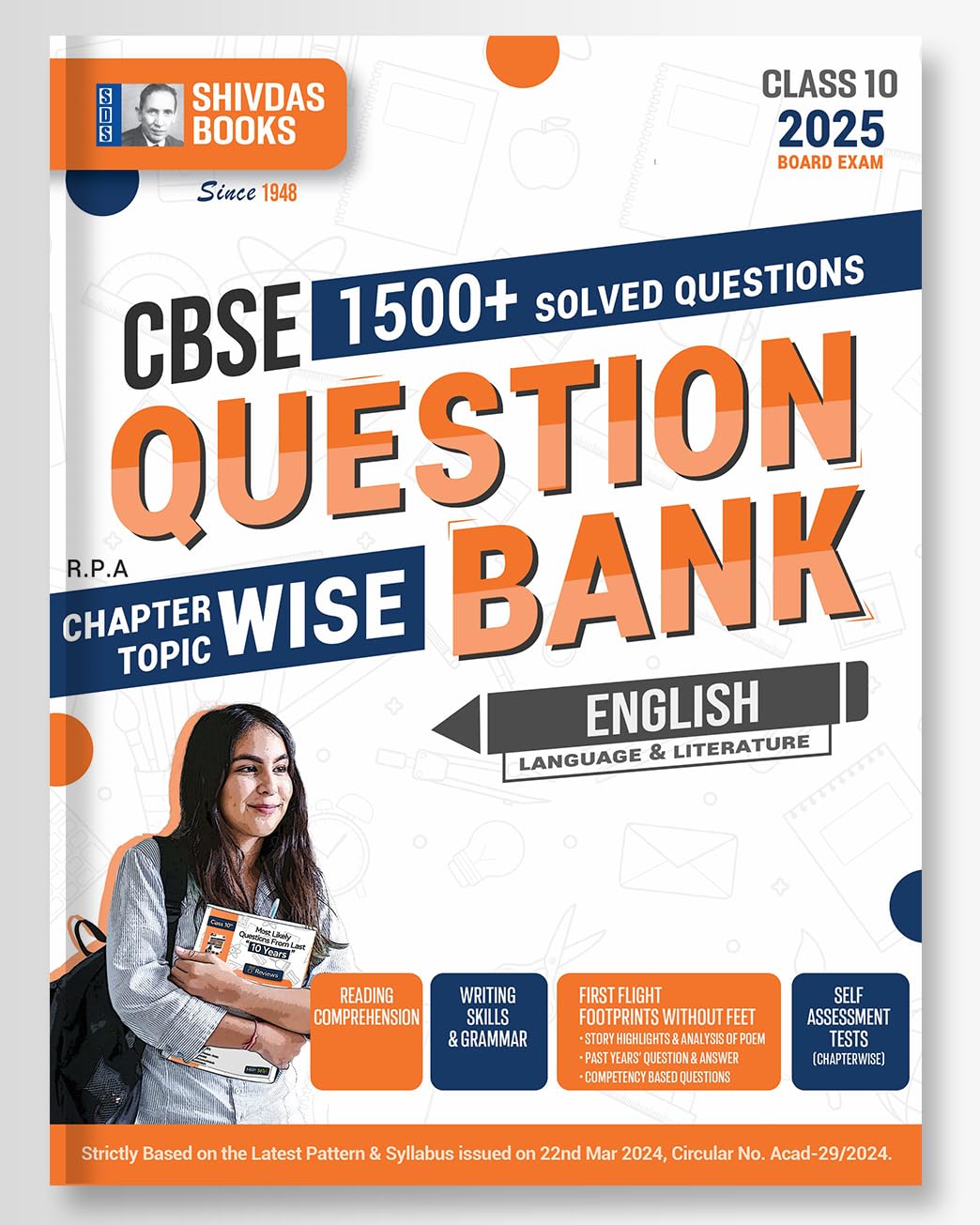 Shivdas CBSE Class 10 English Language and Literature Chapterwise Solved Question Bank Including CBQs for 2024 Board Exam