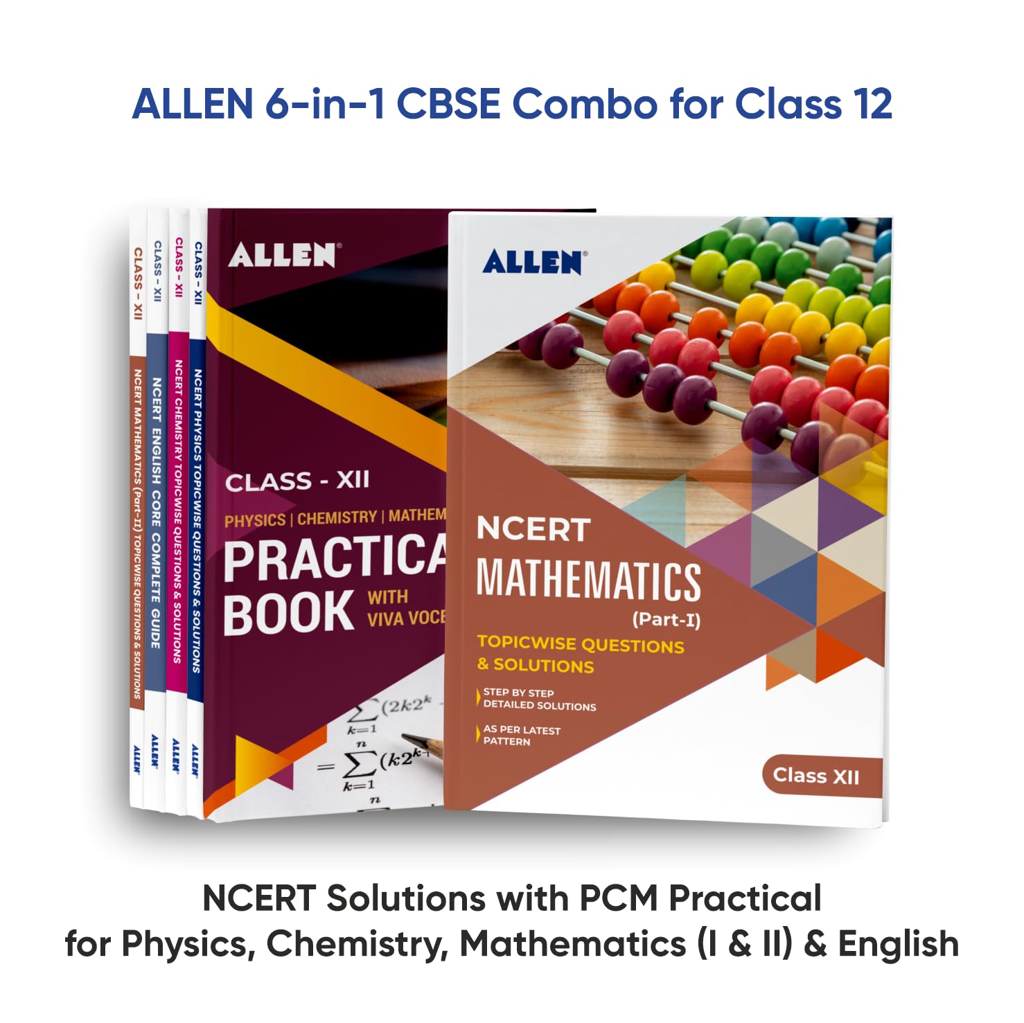 Allen 6In1 Cbse Combo For Class 12: Ncert Solutions With Pcm Practical For Physics, Chemistry, Mathematics (1 & 2) & English