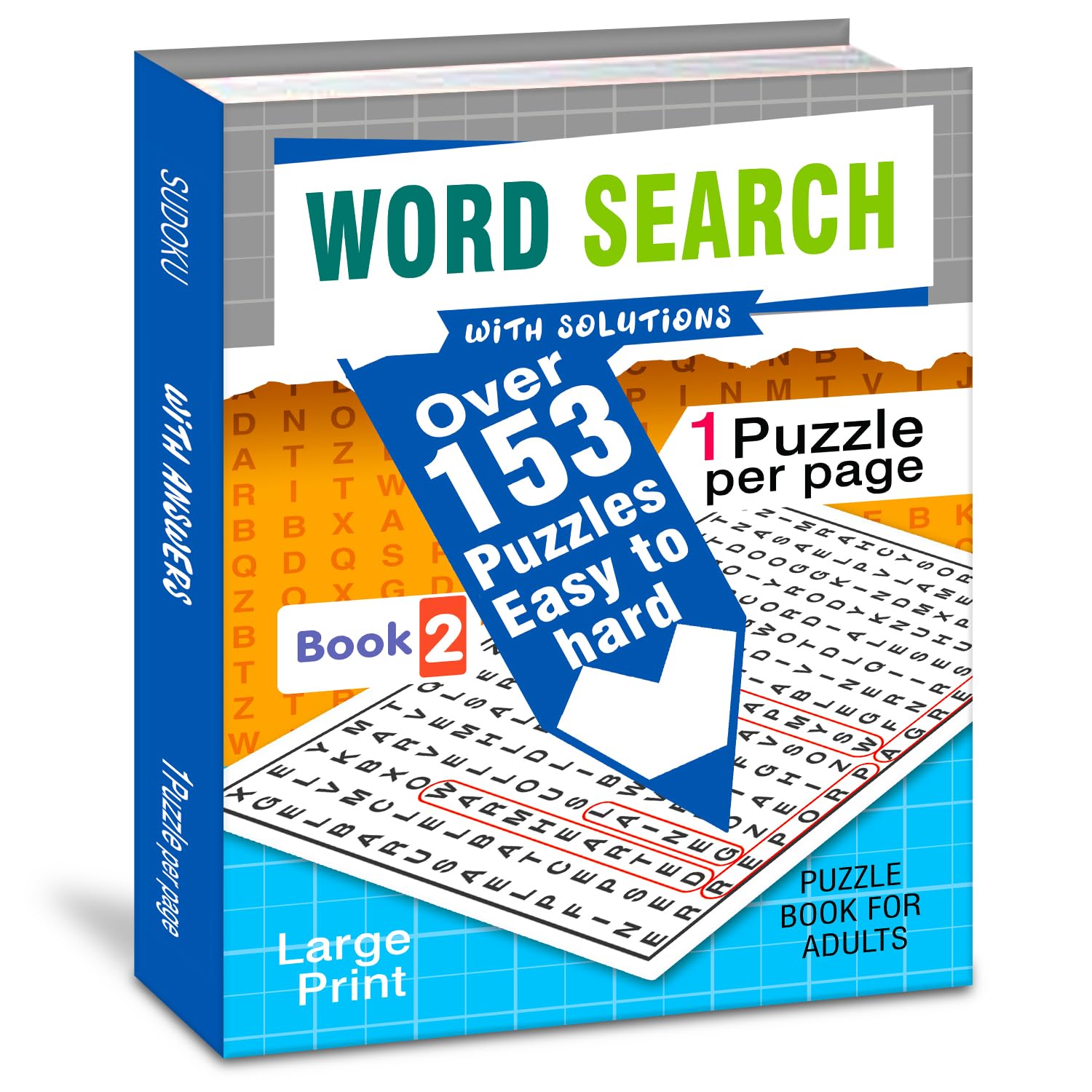 Hello Friend Books Word Search Puzzles Book with Solutions: 150+ Puzzles from Easy to Hard for Adults (Book 2): Word Search Book