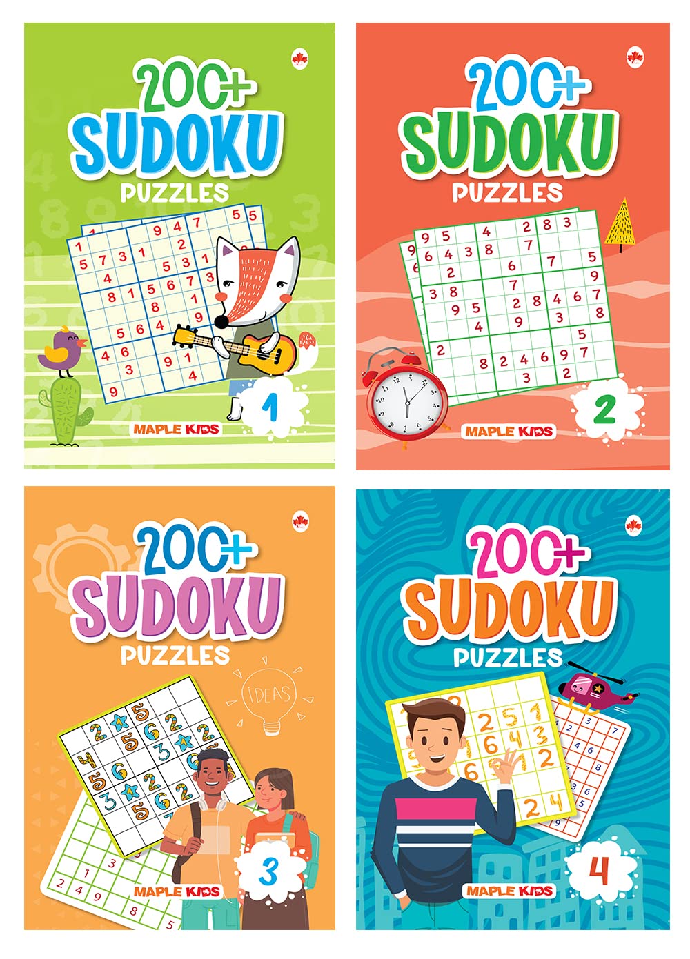 Sudoku (Set of 4 Books) with more than 800+ Puzzles  Brain Activity Books  Brain Booster Games  Puzzle Activity Books for Chi