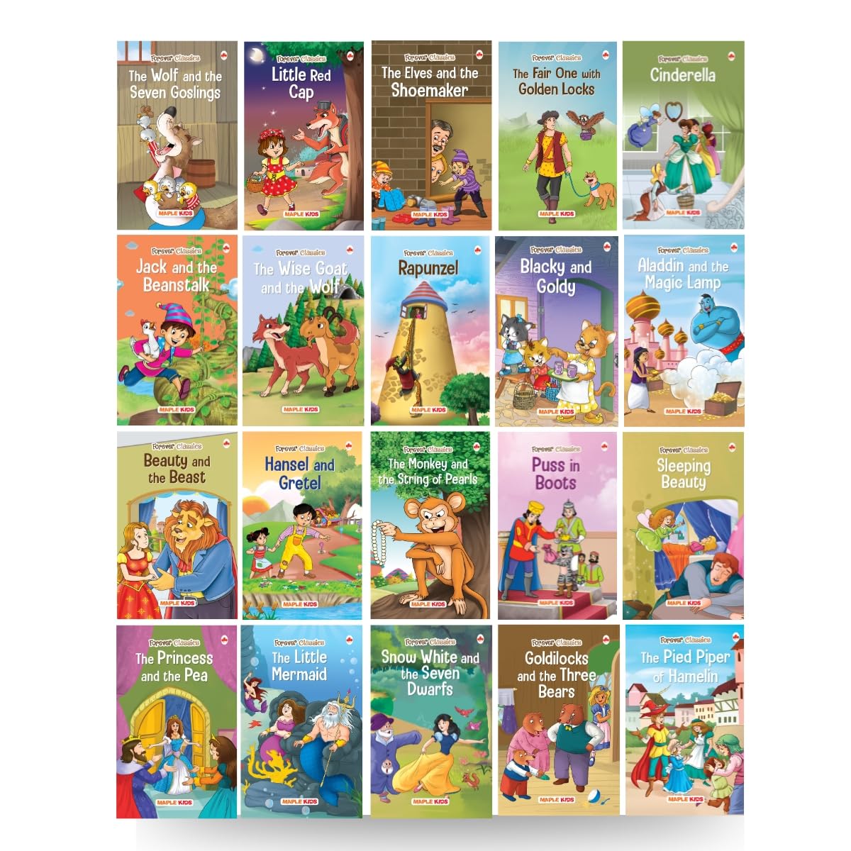 Forever Classics (Set of 20 Fairy Tales with Colourful Pictures)  Story Books for Kids  Aladdin, Cinderella, Goldilocks and th
