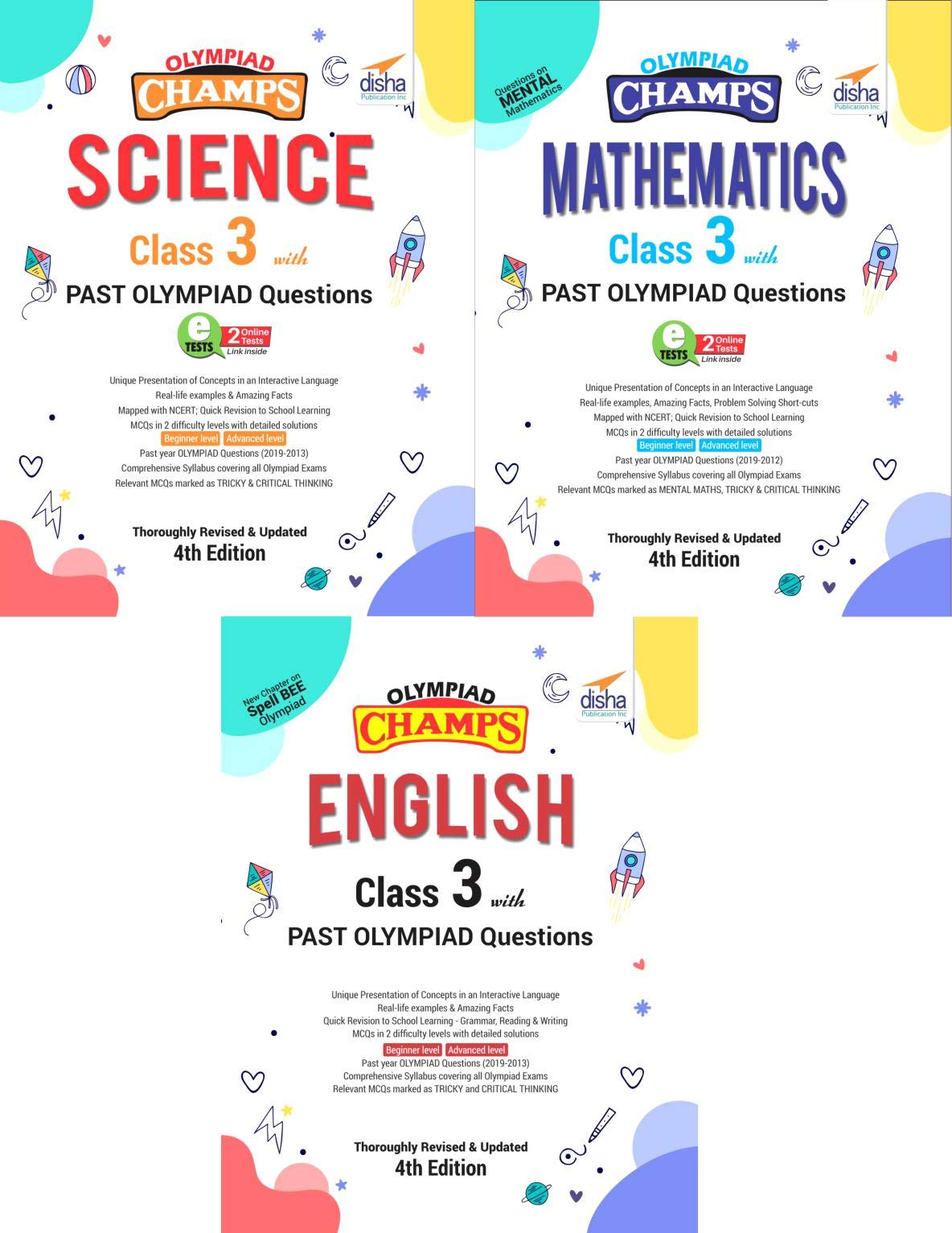 Olympiad Champs Science, Mathematics, English Class 3 With Past Questions 4Th Edition (Set Of 3 Books)