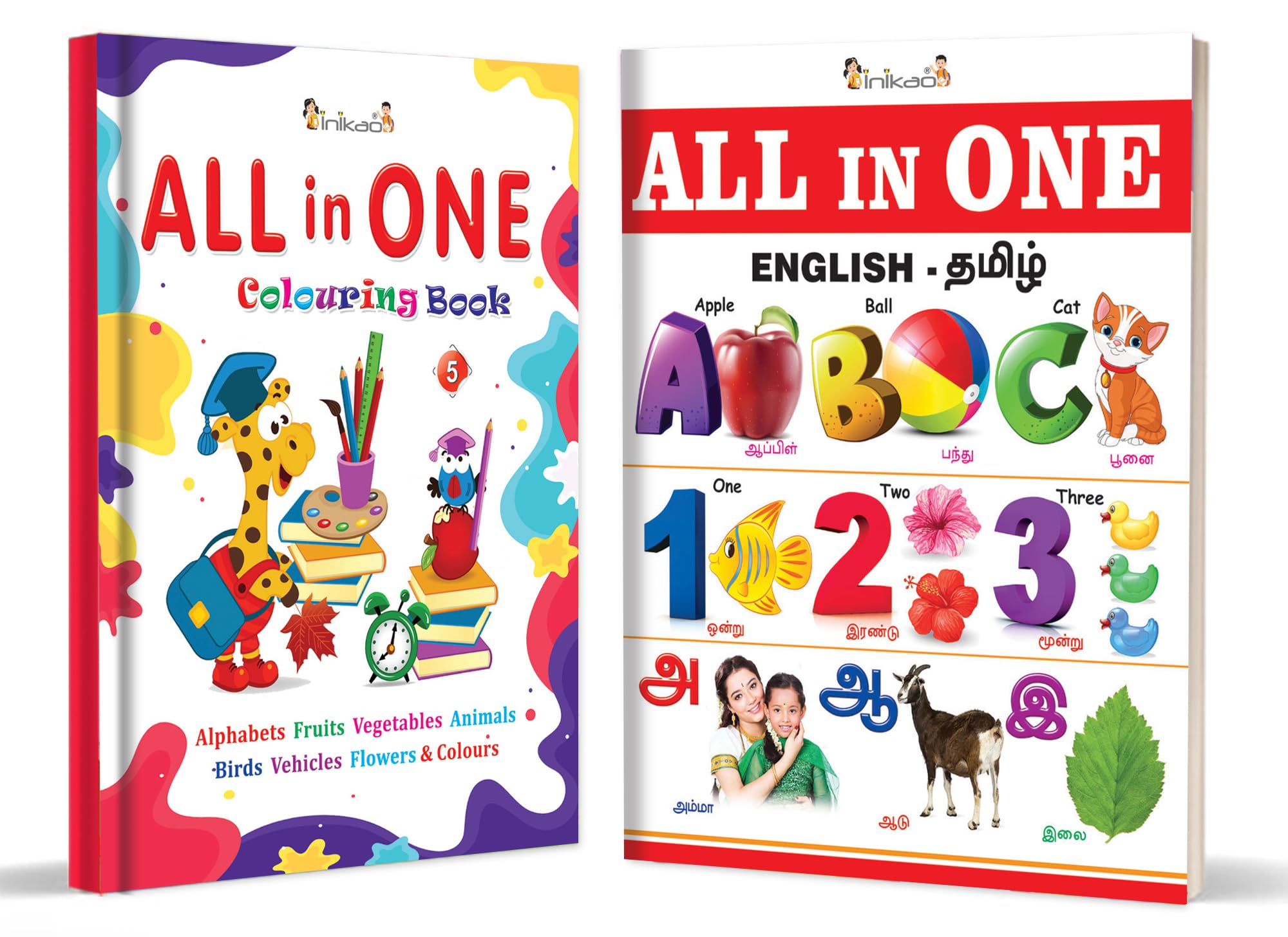 Inikao All In One Bilingual Picture Book In English & Tamil, Covering Alphabet, Animals, Nature, Culture & More | Look & Learn 4