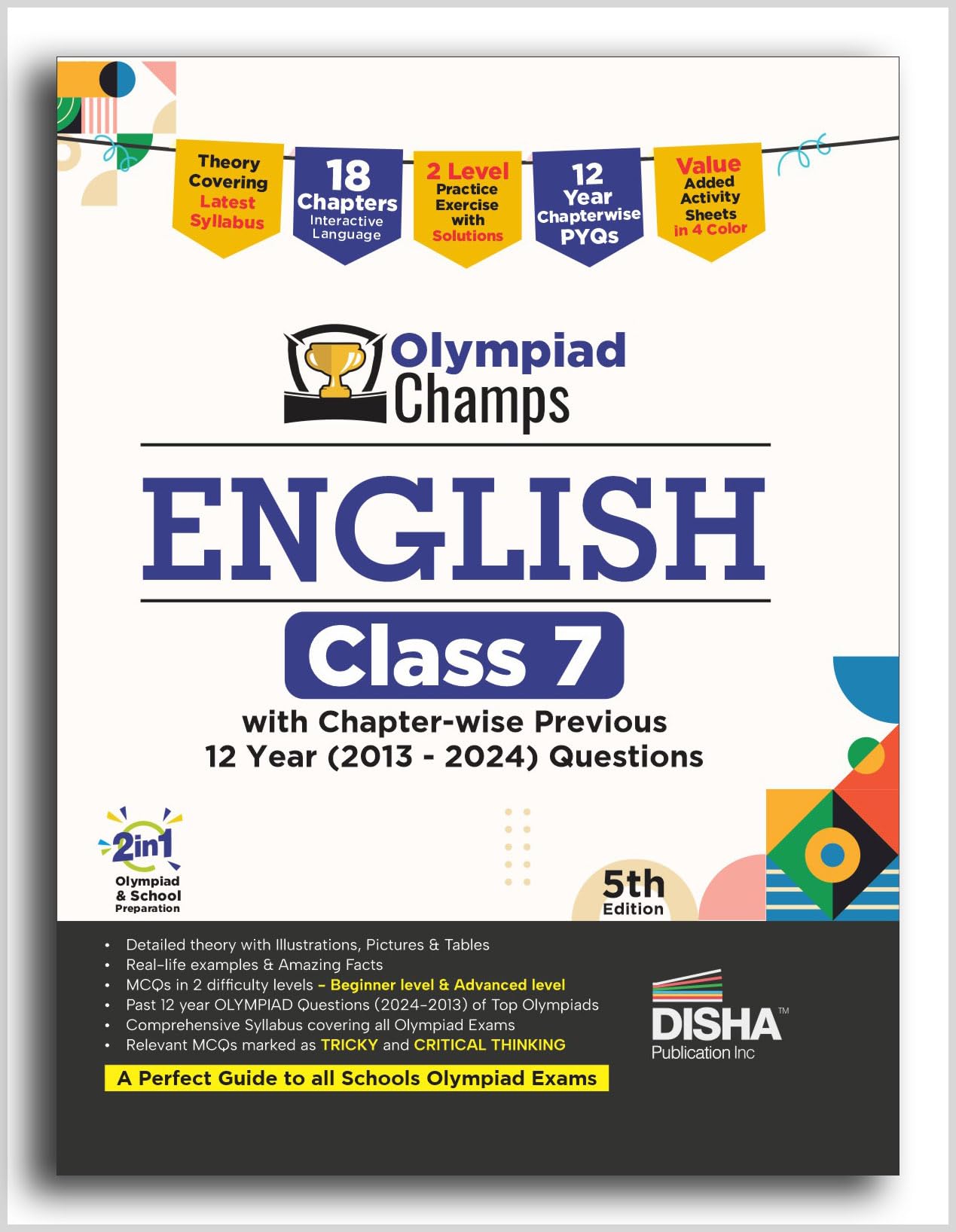 Disha Olympiad Champs English Class 7 With ChapterWise Previous 12 Year (2013  2024) Questions 5Th Edition | Complete Prep Gui