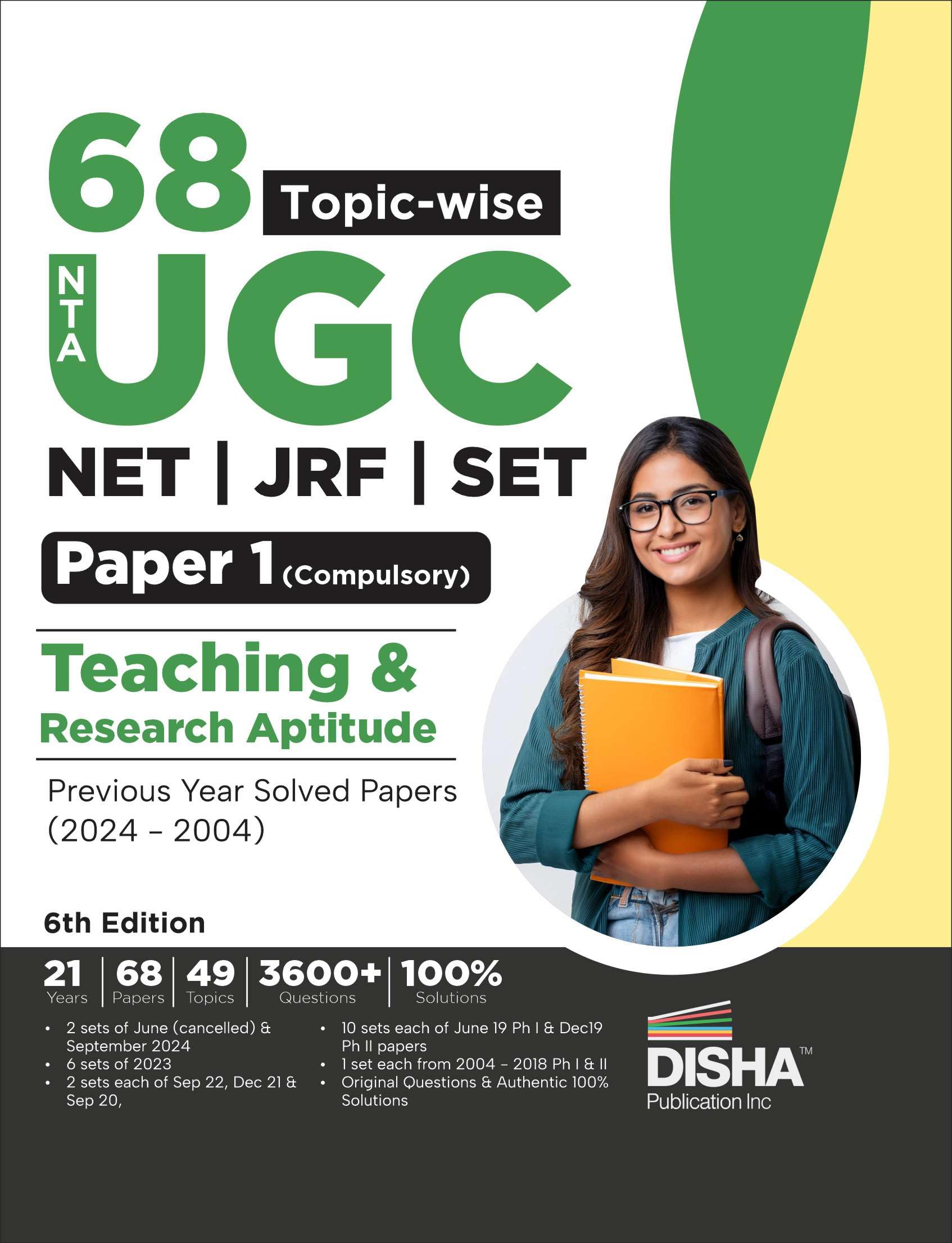 Disha 68 TopicWise Nta Ugc Net/ Jrf/ Set Paper 1 (Compulsory) Teaching & Research Aptitude Previous Year Solved Papers (2024  