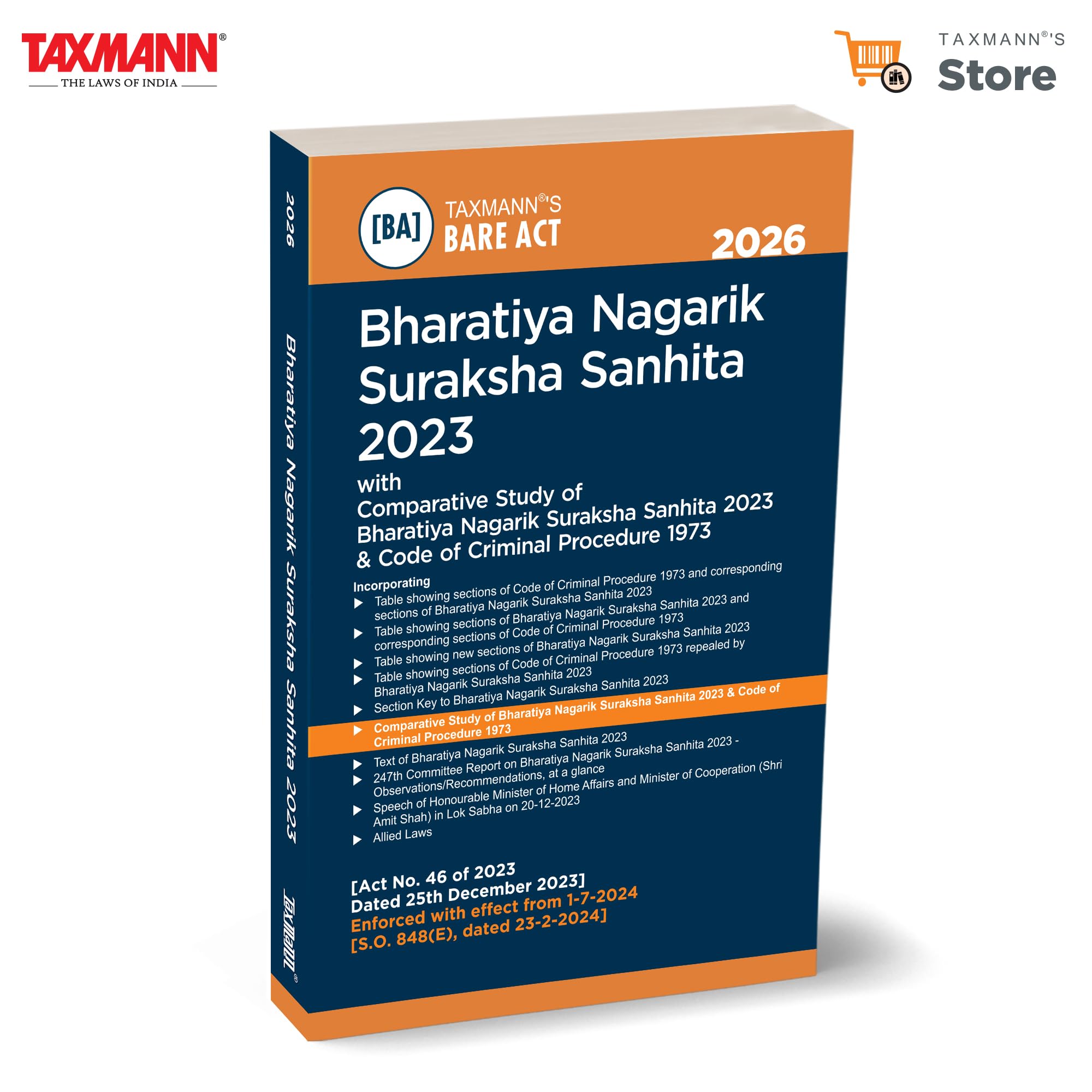 Taxmanns Bharatiya Nagarik Suraksha Sanhita 2023 [Bare Act]  Affordably Priced Edition Presenting the Complete TextAlong wit