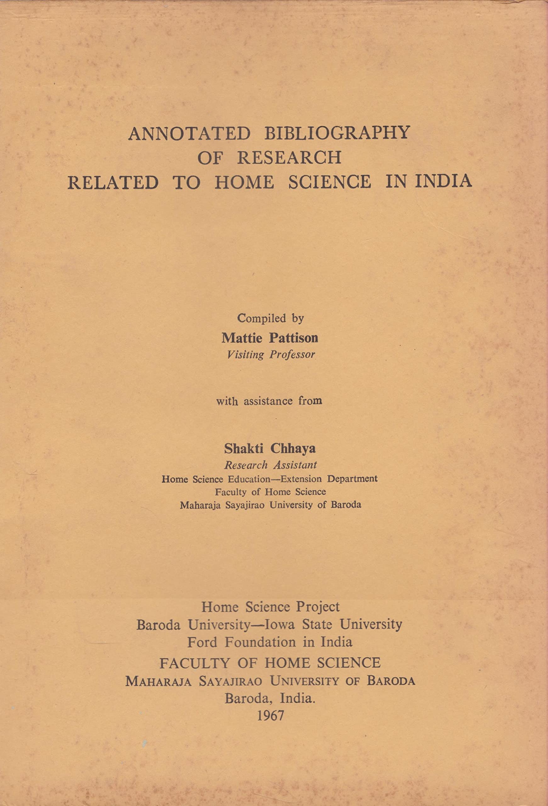 Annotated Bibliography Of Research Related To Home Science In India
