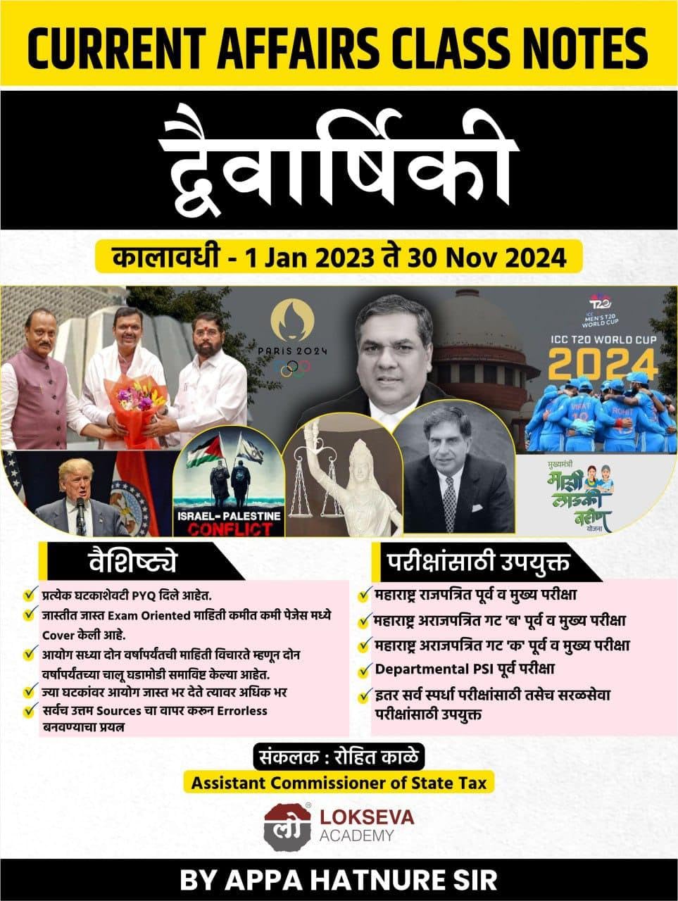 Current Affairs Class Notes Two Years Book/Varshiki(1 Jan 2023 to 30 Nov 2024)Rohit Kale/Appa HatnureLokseva AcademyDec 202