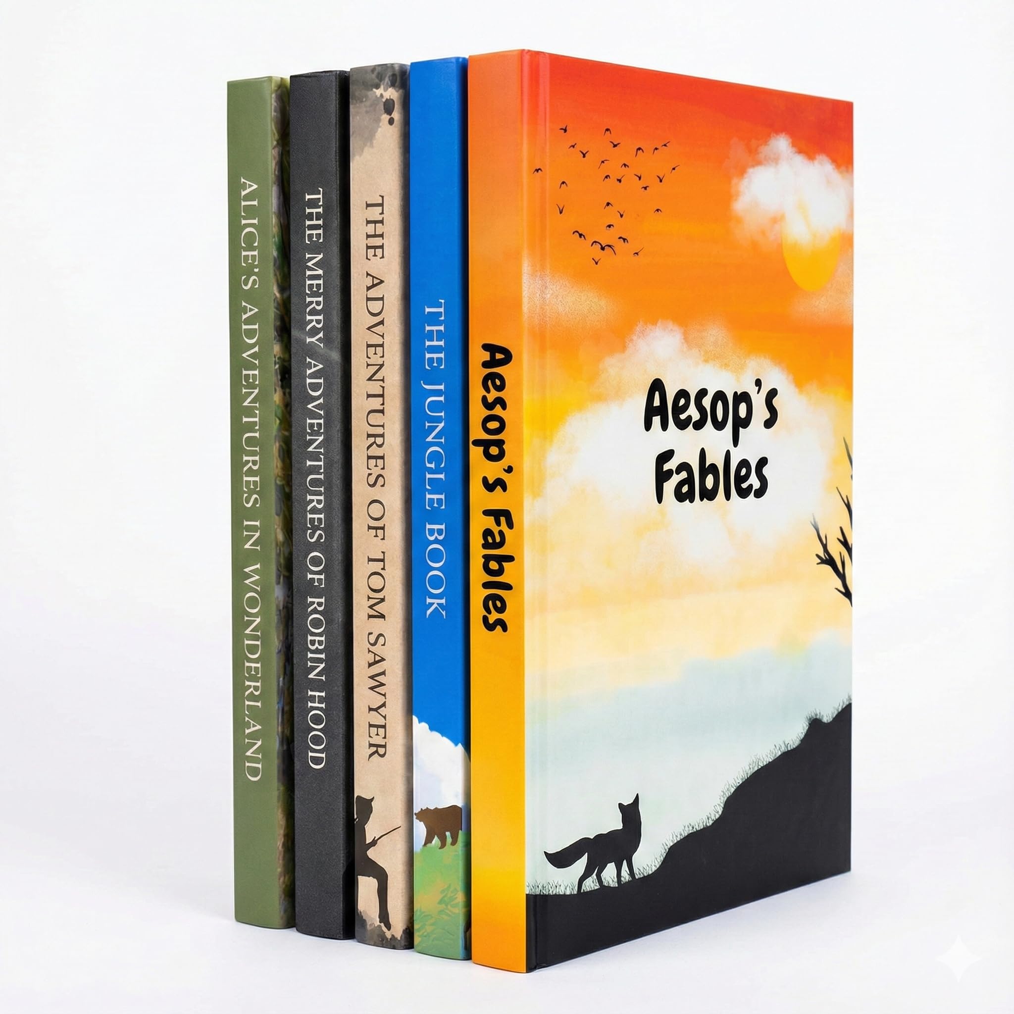 The Ultimate Classic ChildrenS Book Set (Pack Of 5): The Jungle Book, Tom Sawyer, AesopS Fables, Robin Hood & Alice In Wonderlan