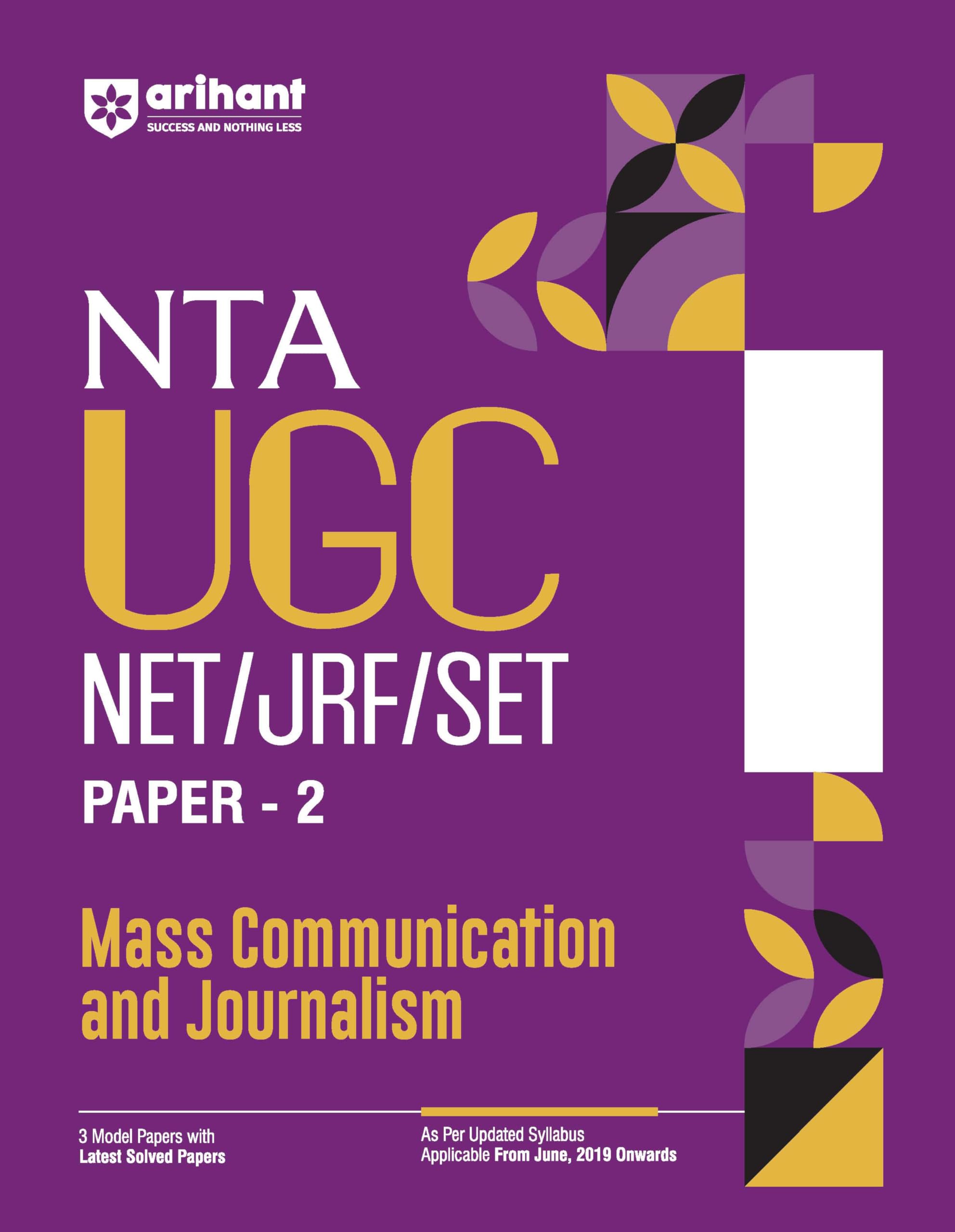 Arihant NTA UGC NET,JRF,SET Paper 2 Mass Communication and Journalism | 3 Model Papers with Latest Solved Papers | Updated Sylla