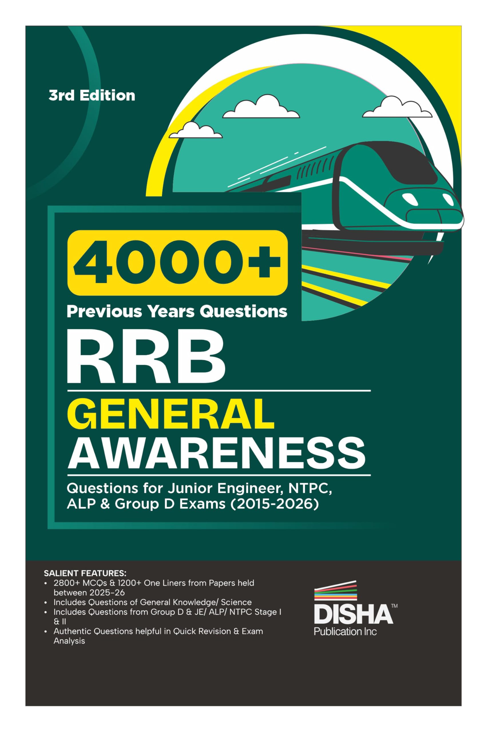 Disha 4000+ Previous Years Rrb General Awareness Questions For Junior Engineer, Ntpc, Alp & Group D Exams (2015  2026) 3Rd Edit