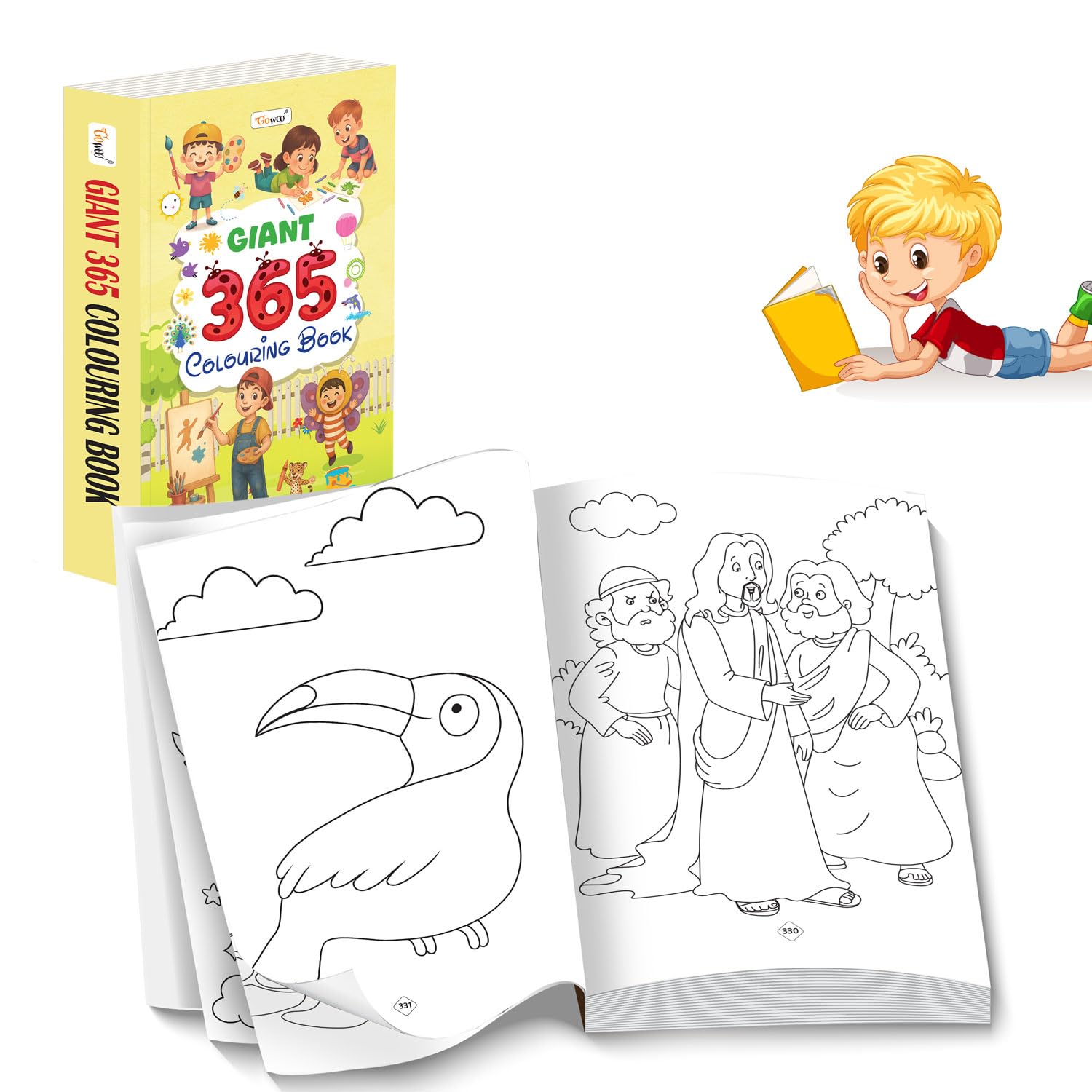 GIANT  365 Colouring Book : Fun colouring book for kids, Book for preschoolers, interactive book for early learners