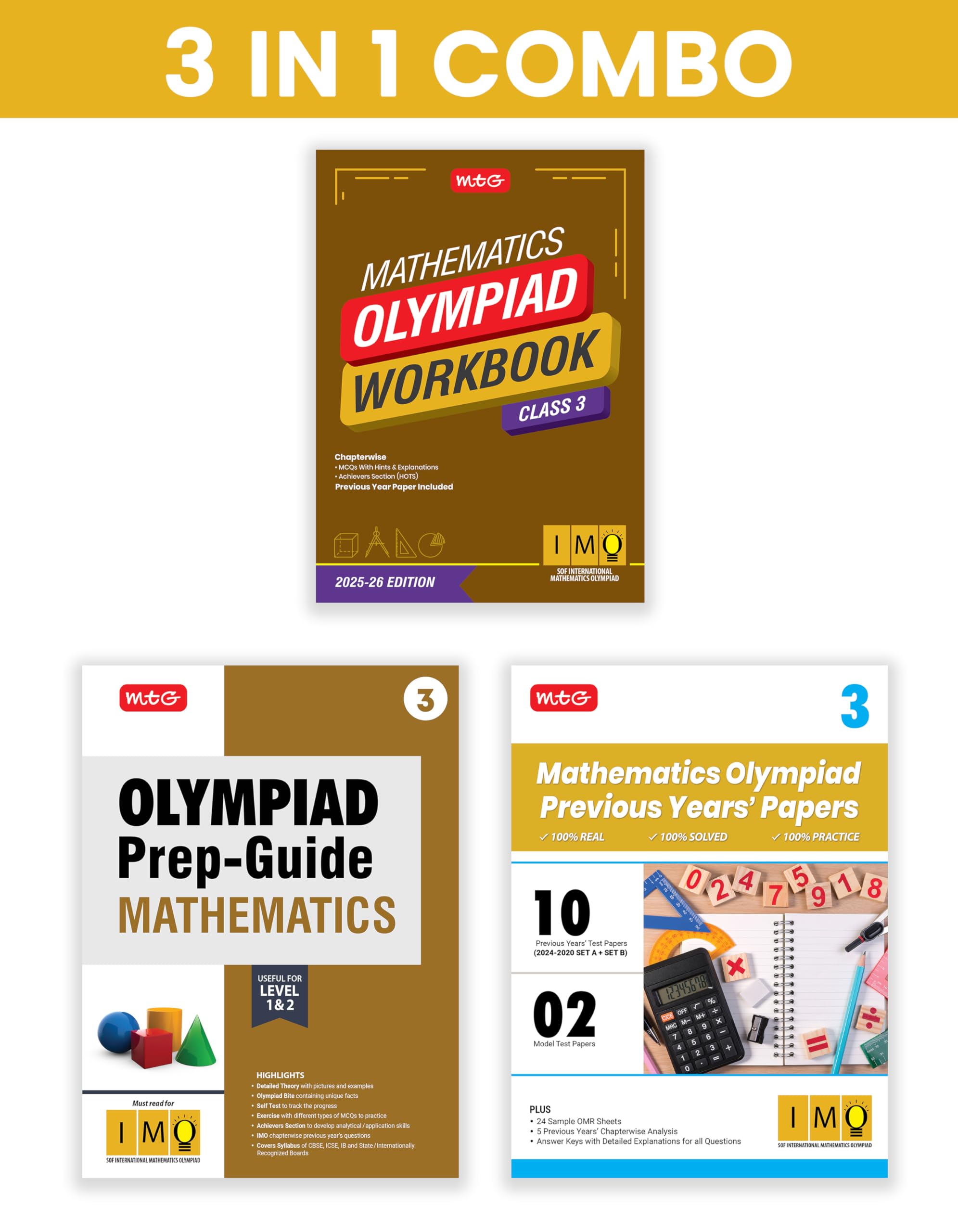 Mtg Class3 International Mathematics Olympiad (Imo) Workbook, PrepGuide & Previous Years Papers (Pyqs) With Mock Test Paper (S