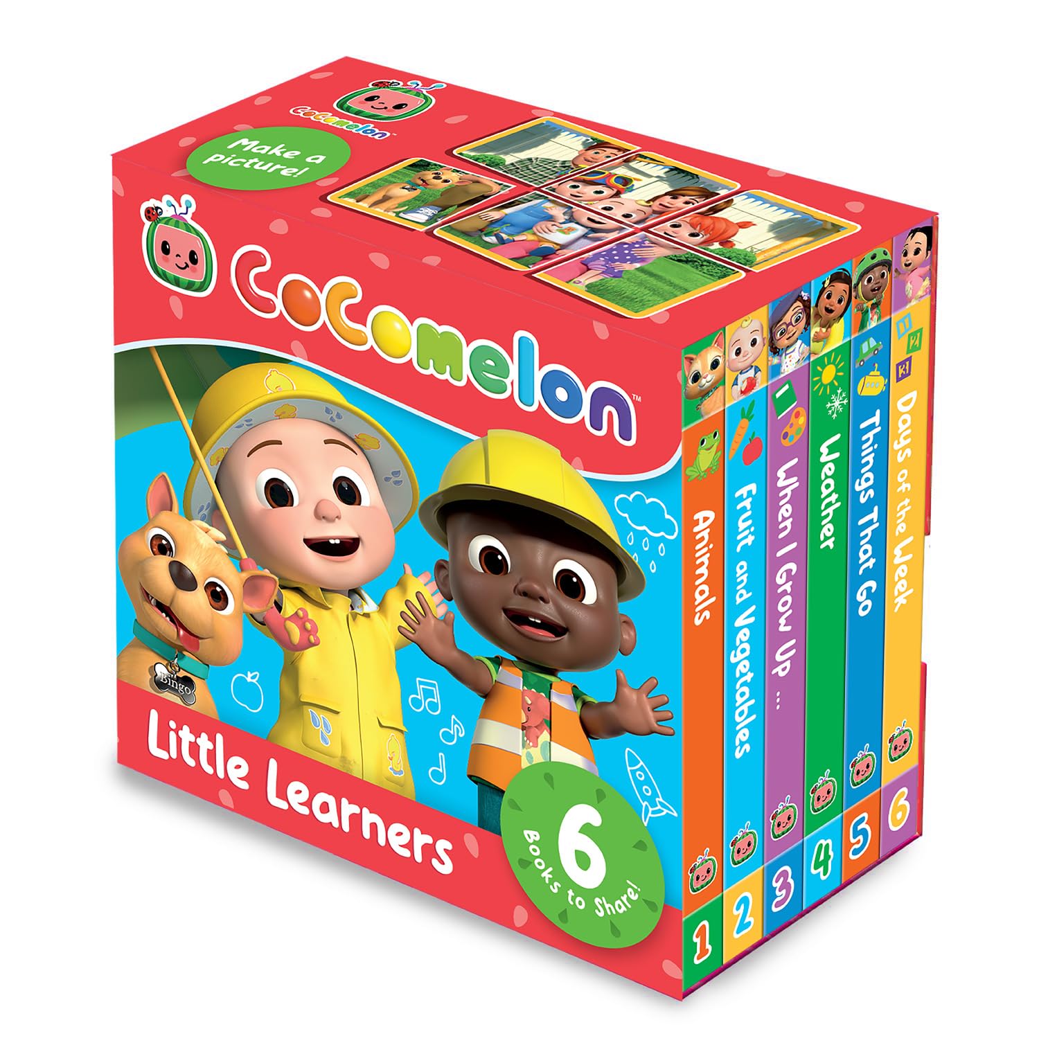 Official Cocomelon Little Learners Pocket Library: 6 New Mini Board Books About First Experiences, Featuring Jj And His Friends 