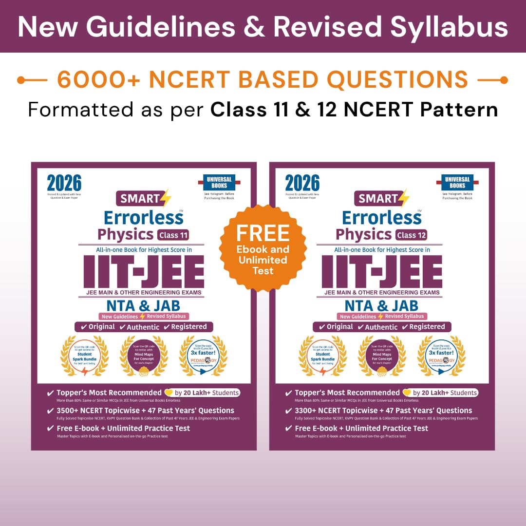Smart Errorless Physics Class 11 & 12 for IIT JEE 2026 | NCERT Based | 6000+ Questions | Revised Syllabus | NTA & JAB Pattern| A