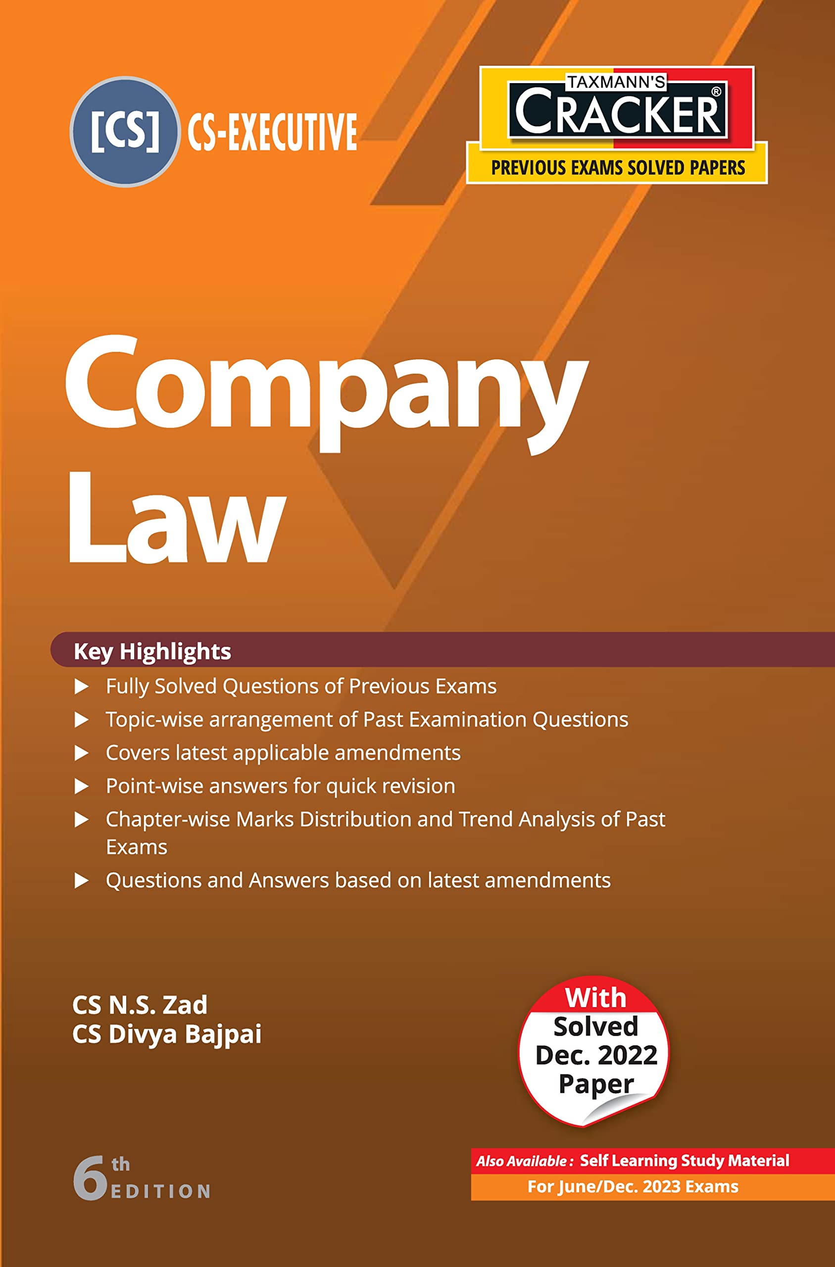 Taxmanns CRACKER for Company Law (Paper 2 | Company Law)  Covering past exam questions & detailed (pointwise) answers along 