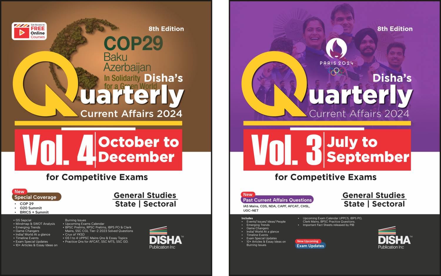 Old Edition  Disha HalfYearly Current Affairs 2024  July To December (Set Of 2 Quaterlies) For Competitive Exams 8Th Edition 