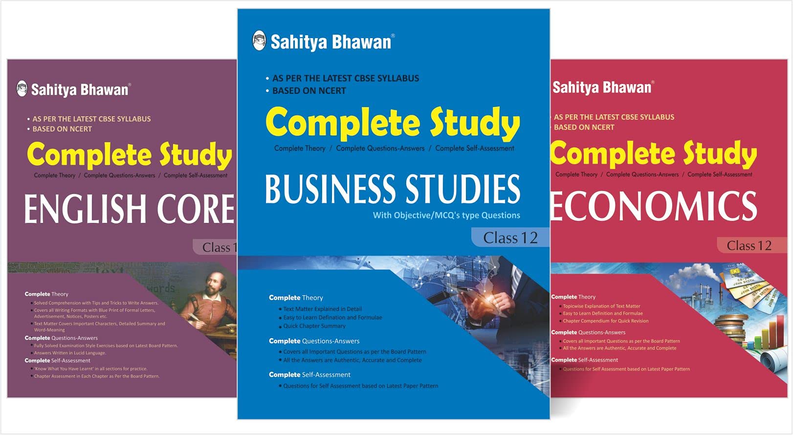 Sahitya Bhawan combo pack on discount for class 12 Business Studies, English & Economics textbook as per reduced syllabus and ch