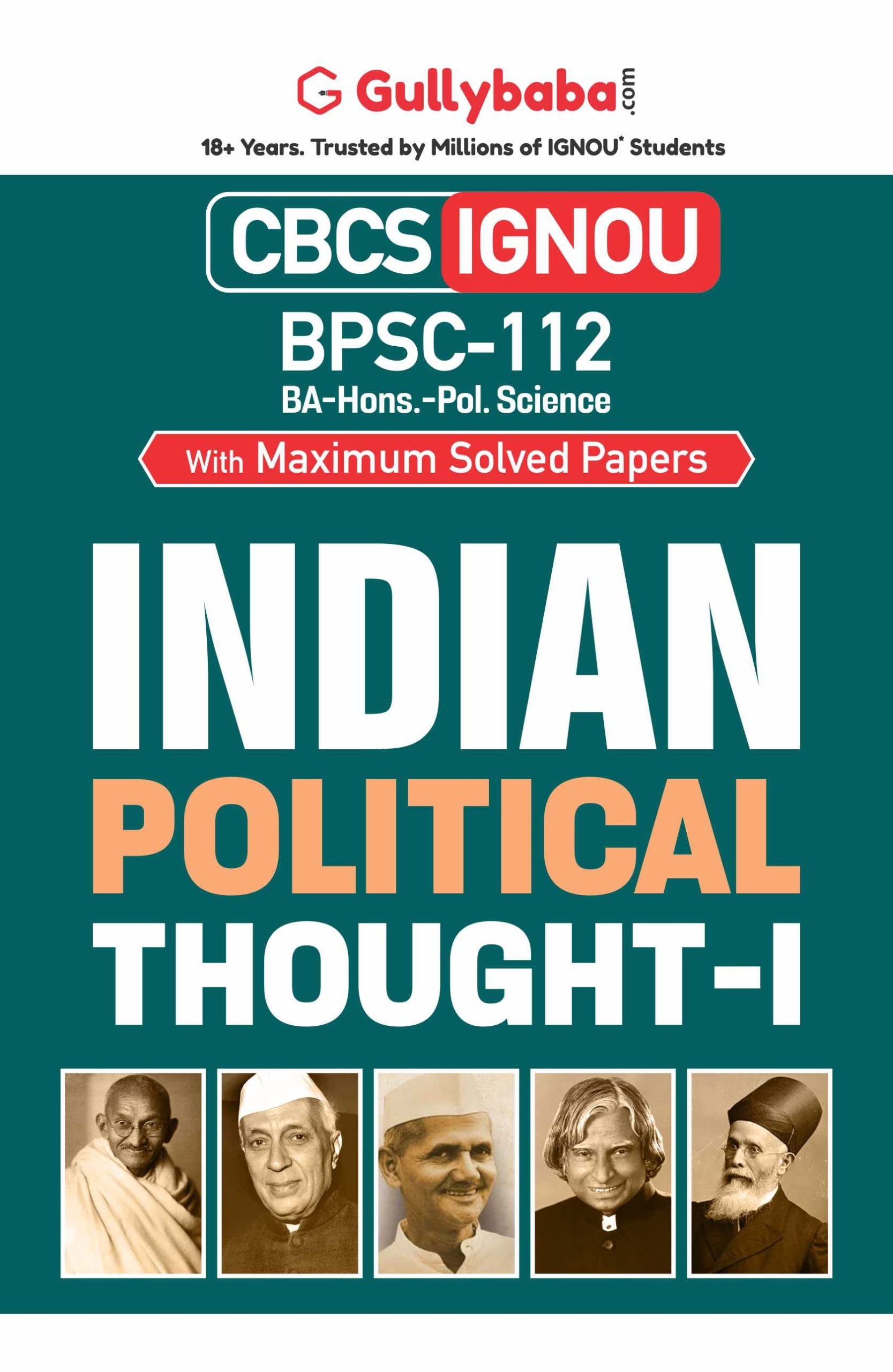 Gullybaba IGNOU BAPSH 5th Sem BPSC112 Indian Political ThoughtI in English