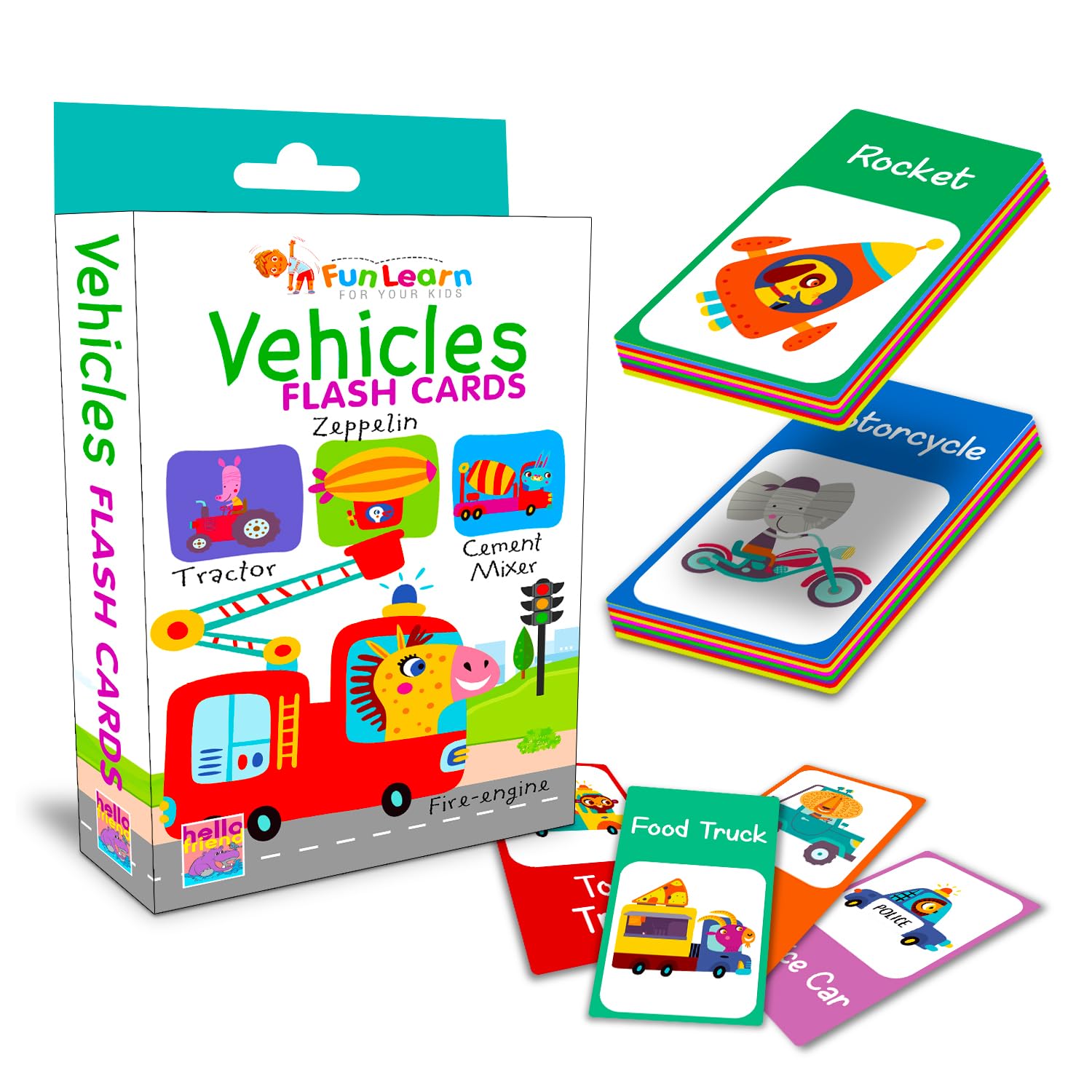Vehicles 30Flash Cards for Kids, Children and Toddlers  Ages 1+ Years