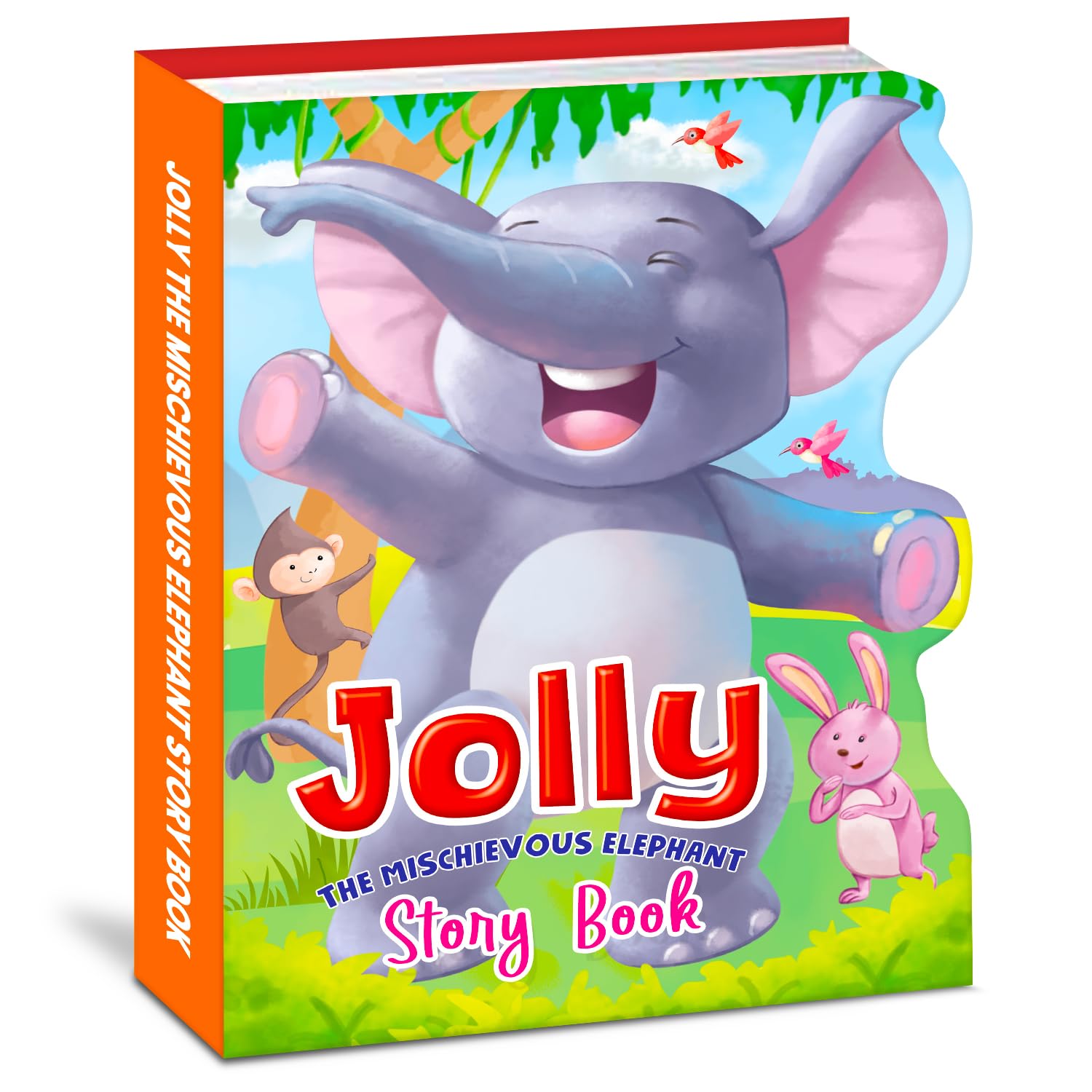 Hello Friend Books My Shaped Story Book: Jolly The Mischievous Elephant  Shaped Story Board Book for Kids