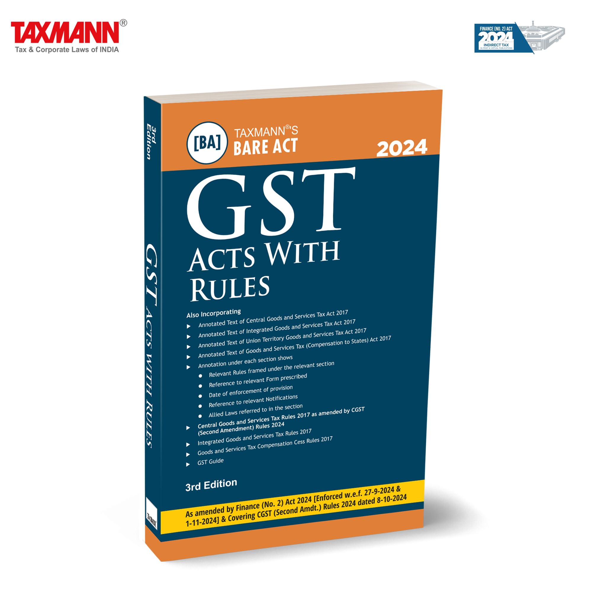 Taxmanns GST Acts with Rules [Bare Act]  Authoritative Text of the Amended GST Acts & RulesCGST | IGST | UTGST & GST (Compen