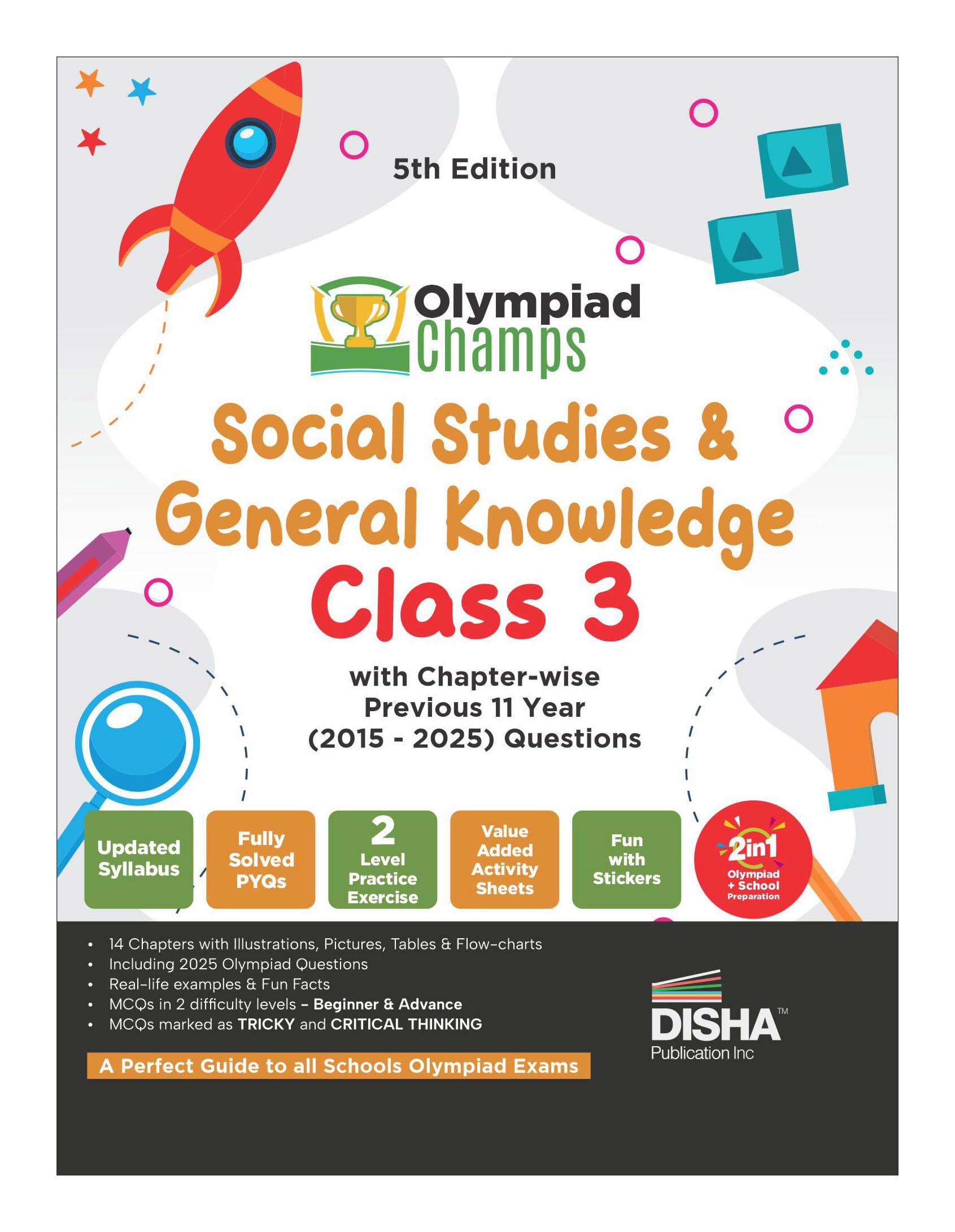 Disha Olympiad Champs Social Studies & General Knowledge Class 3 With ChapterWise Previous 11 Year (2015  2025) Questions 5Th 