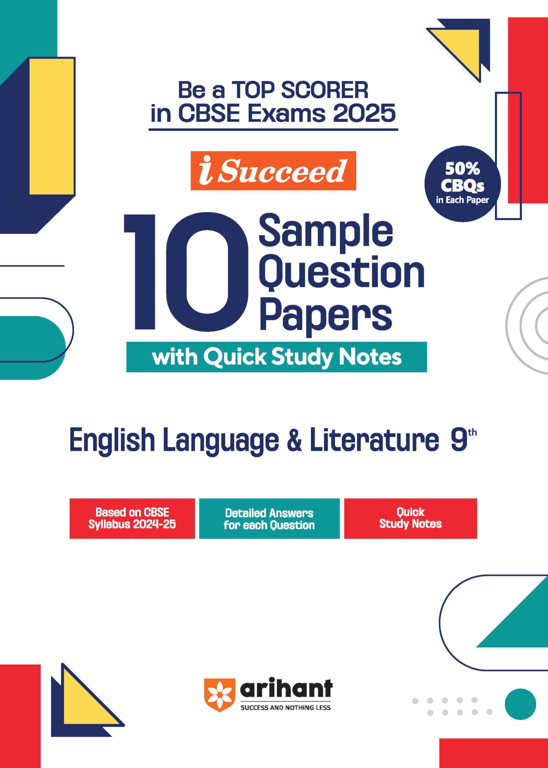 (OLD EDITION) Arihant I Succeed CBSE Sample Question Papers Class 9 English Language & Literature Exam 2024