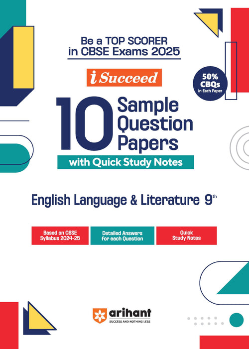 (OLD EDITION) Arihant I Succeed CBSE Sample Question Papers Class 9 English Language & Literature Exam 2024