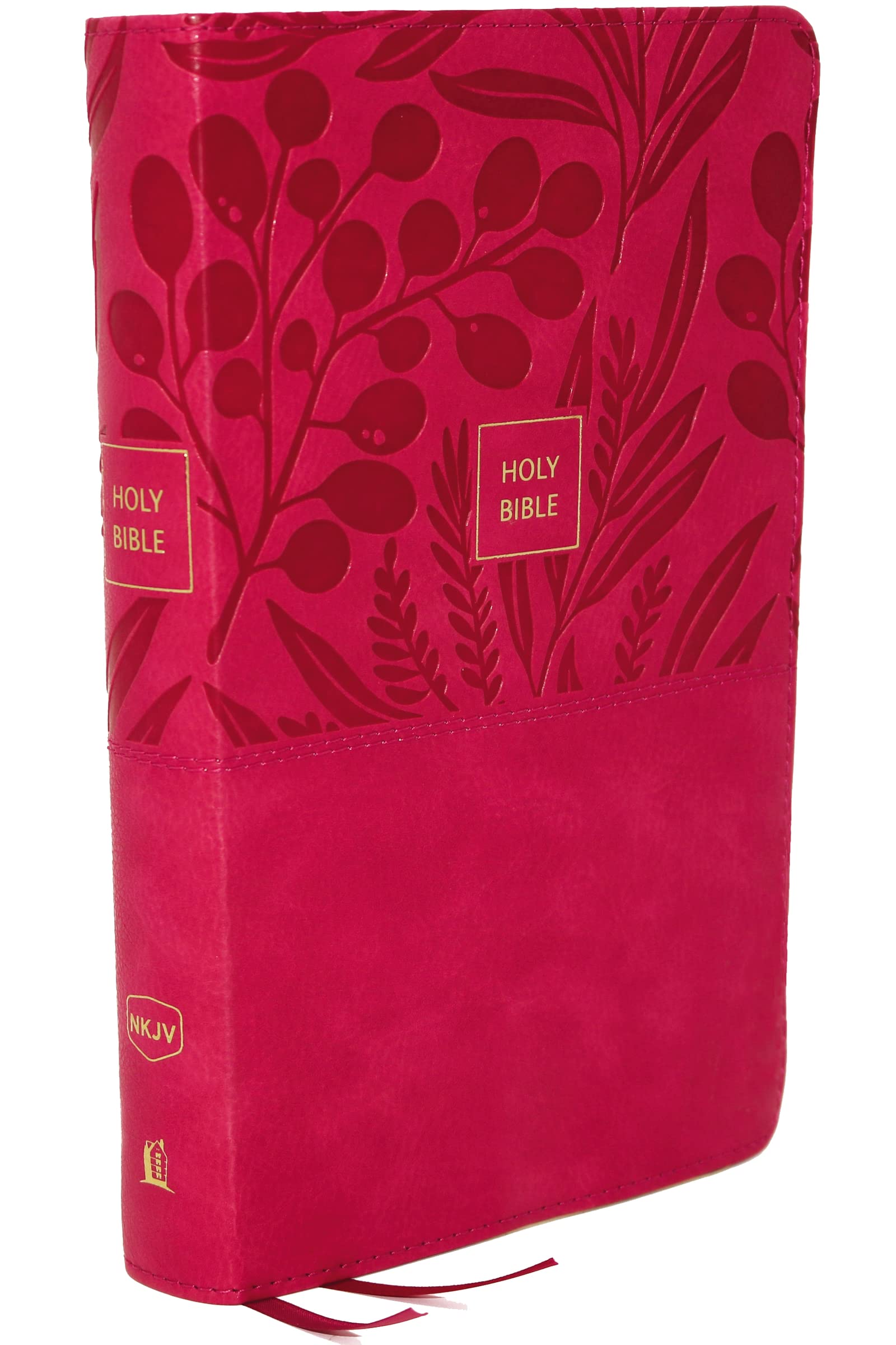 NKJV, EndofVerse Reference Bible, Personal Size Large Print, Leathersoft, Pink, Red Letter, Comfort Print: Holy Bible, New Kin