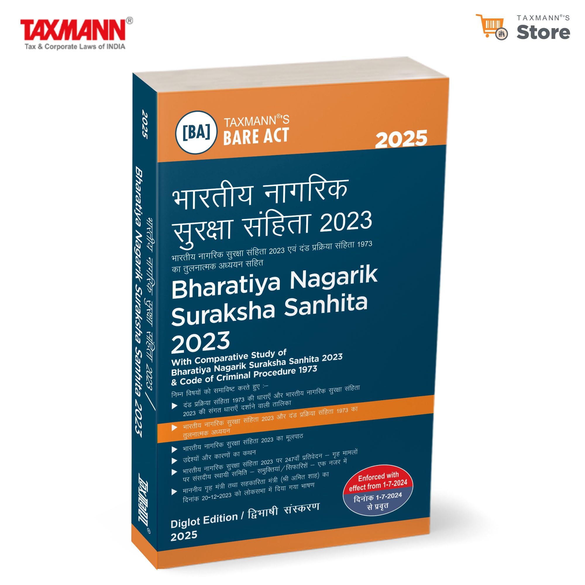 Taxmanns Bharatiya Nagarik Suraksha Sanhita (BNSS) 2023 | [Diglot Edition]  Comprehensive Legal Resource featuring Bare Act |