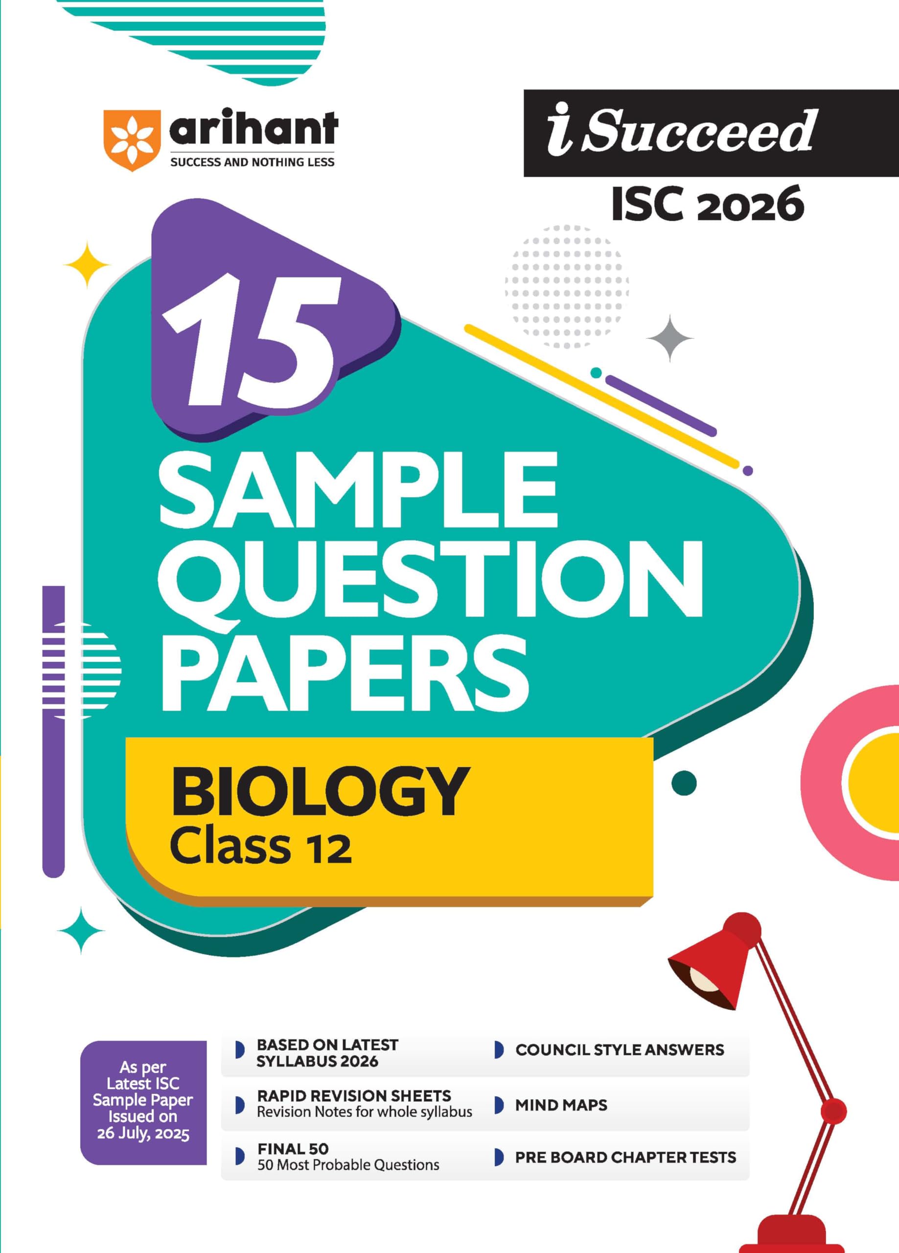 Arihant ISucceed Isc Sample Question Papers 2026 Biology Class 12 | 15 Sample Question Papers | Rapid Revision Sheets | 3 Stage