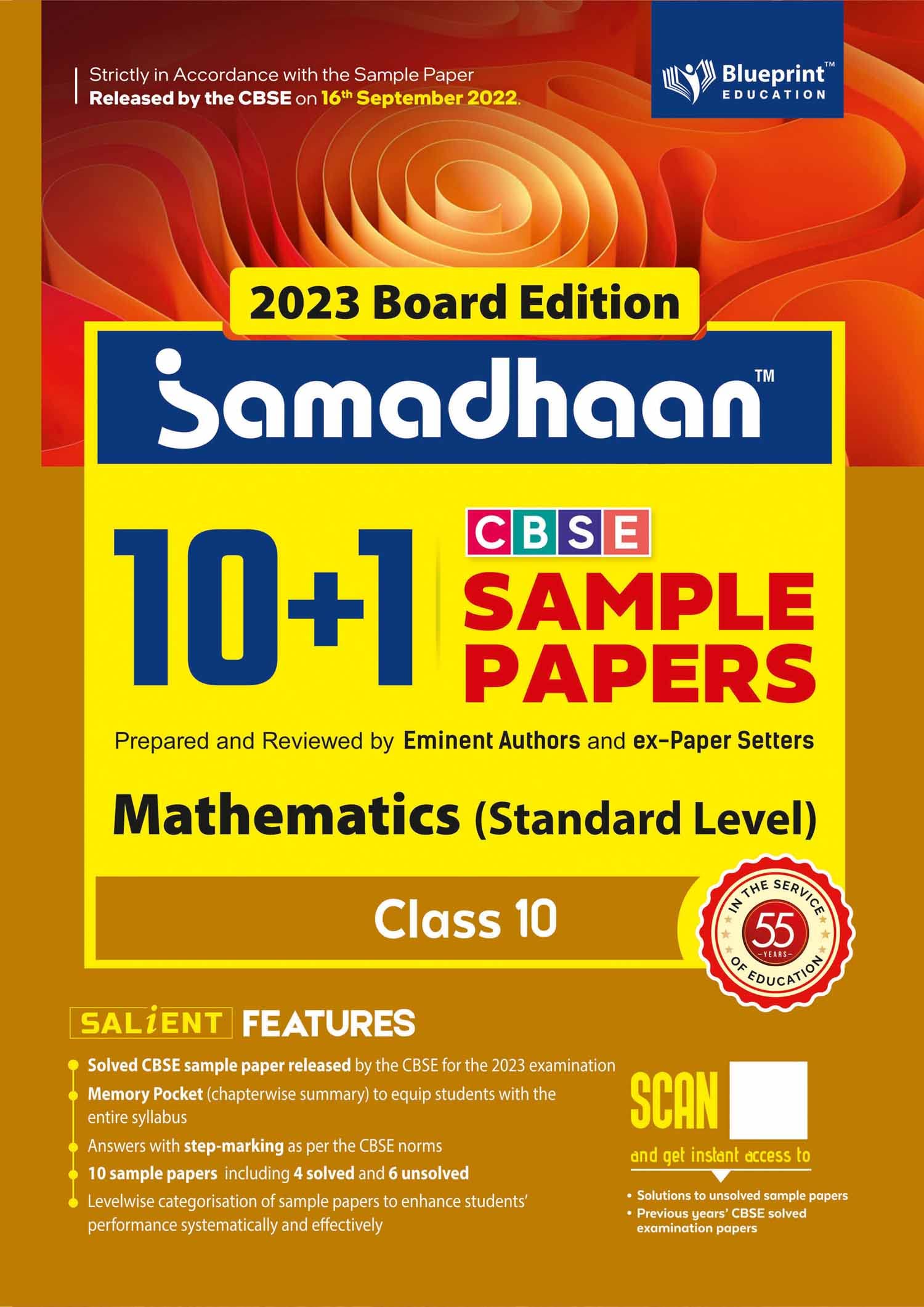 Samadhaan 10+1 Cbse Sample Papers Class 10 Mathematics Standard Level For 2023 Cbse Board (Based On Cbse Sample Paper Released O