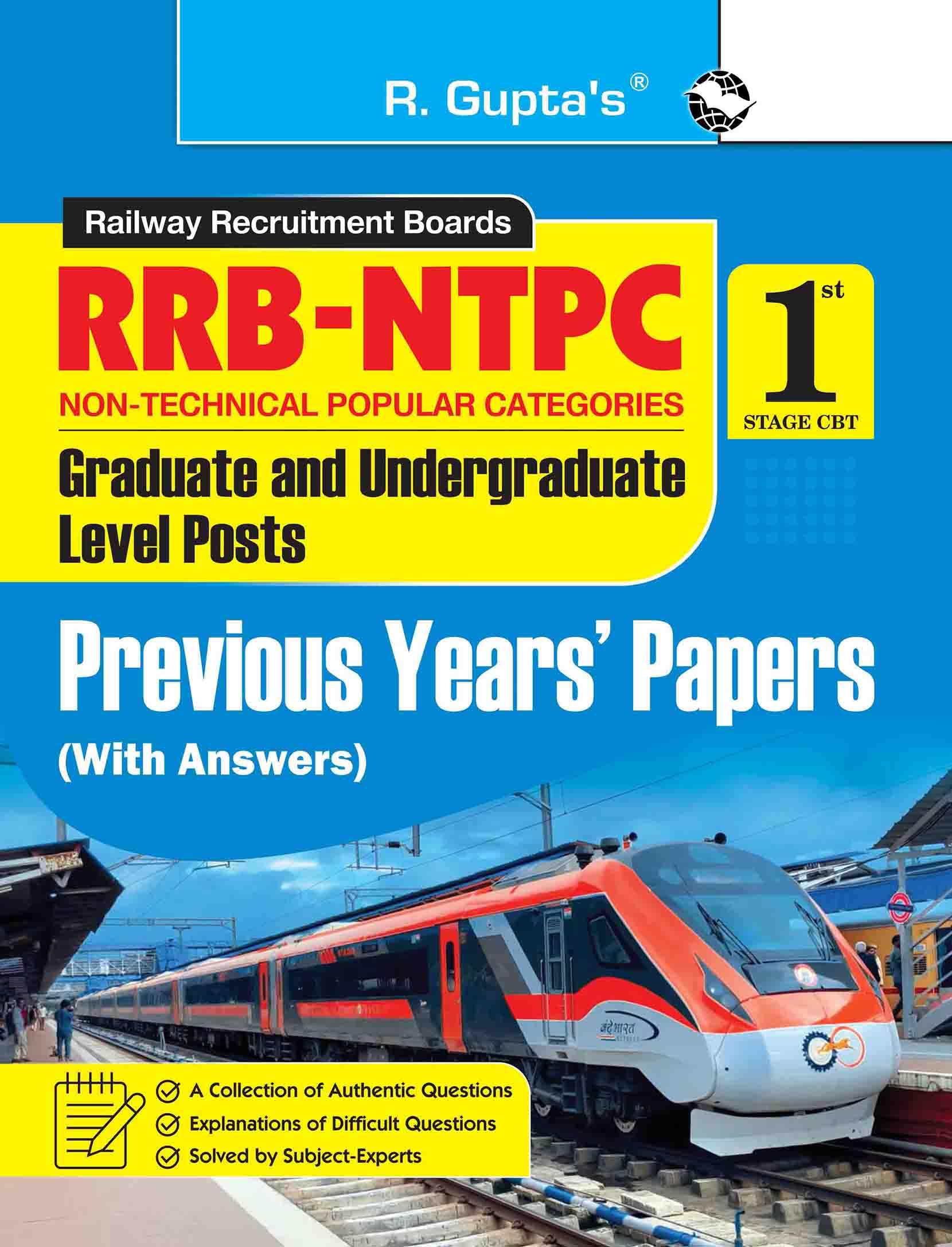 RRBNTPC: Graduate & Undergraduate Level Posts (1st Stage Exam) Previous Years Papers (With Answers)