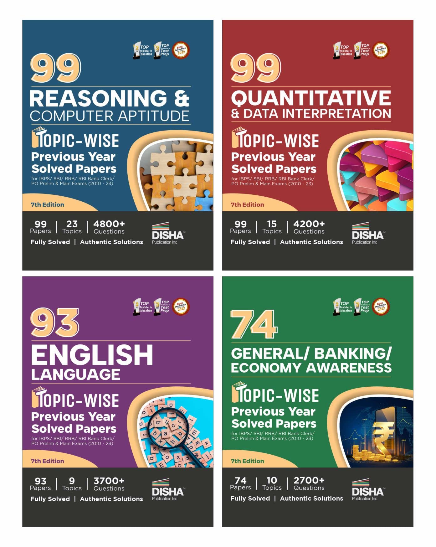 95 Reasoning/ Quantitative Aptitude/ English/ General Awareness TopicWise Solved Papers For Ibps/ Sbi/ Rrb/ Rbi Bank Clerk/ Po 
