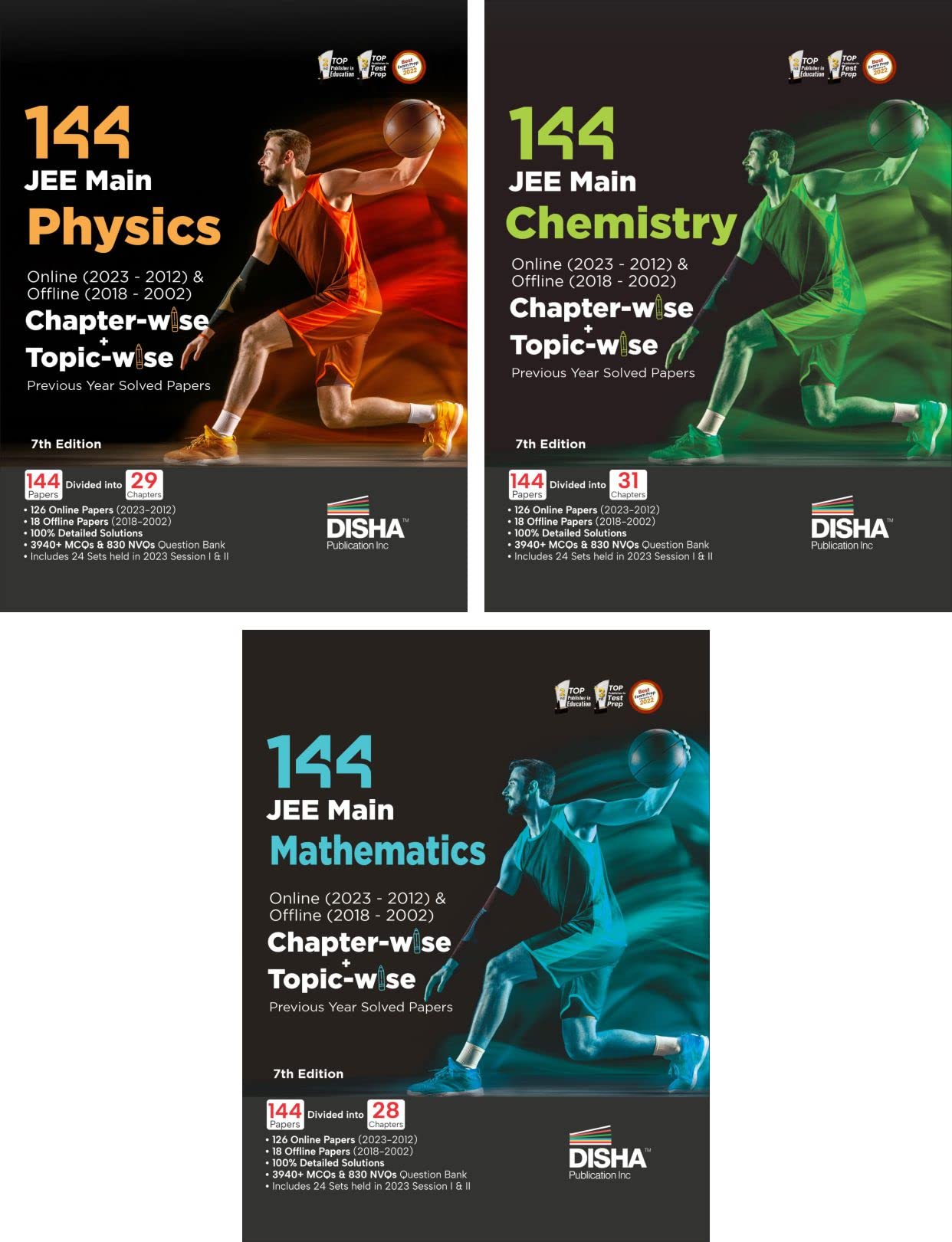 Disha 144 Jee Main Online (2023  2012) & Offline (2018  2002) Physics, Chemistry & Mathematics ChapterWise + TopicWise Previ