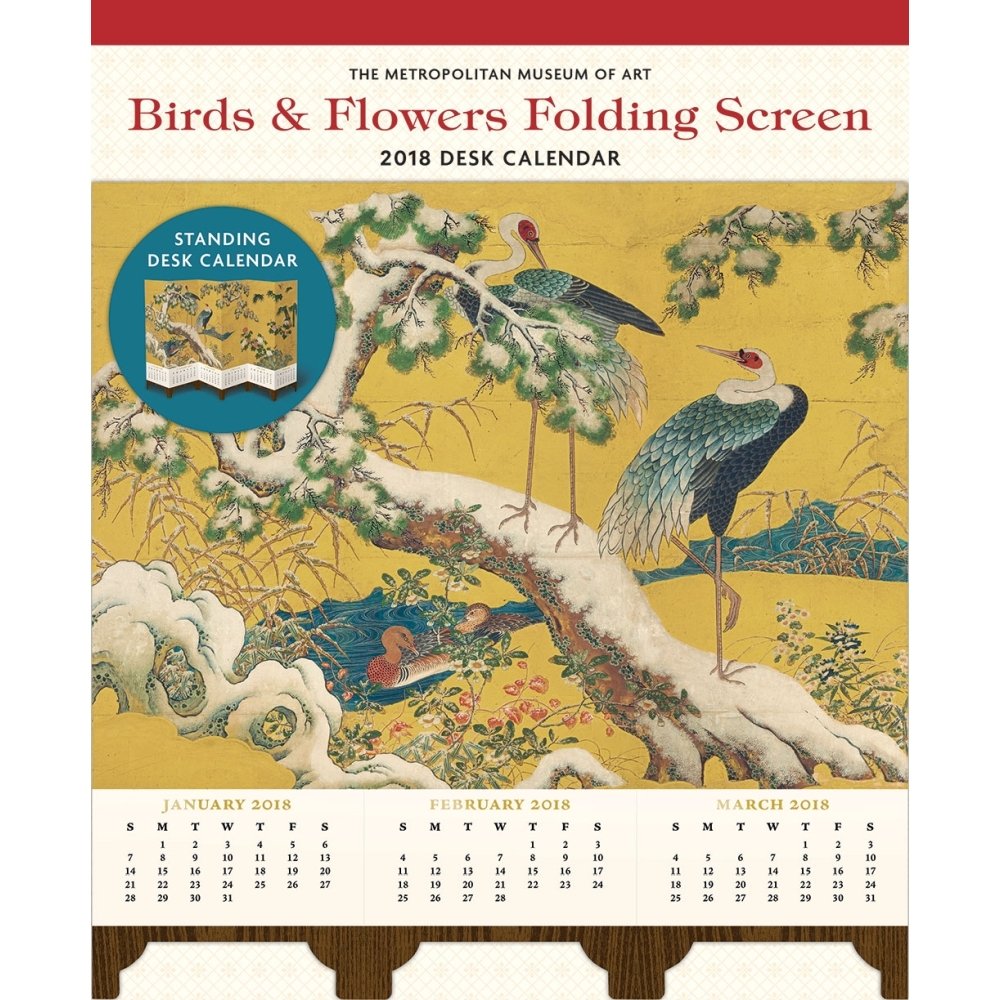 Birds and Flowers Folding Screen 2018 Desk Calendar