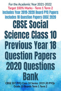 CBSE Social Science Class 10 Previous Year 18 Question Papers 2020 Questions Bank : CBSE SST PYQ Class 10 Series: 201920 PYQs G