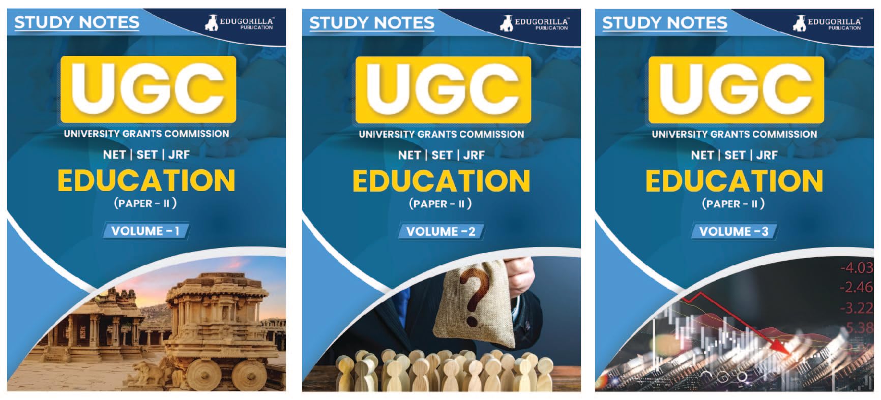 Ugc Net Paper Ii Education Study Notes Combo (Set Of 3 Books) | Complete Preparation Kit With TopicWise Notes And Solved Mcqs