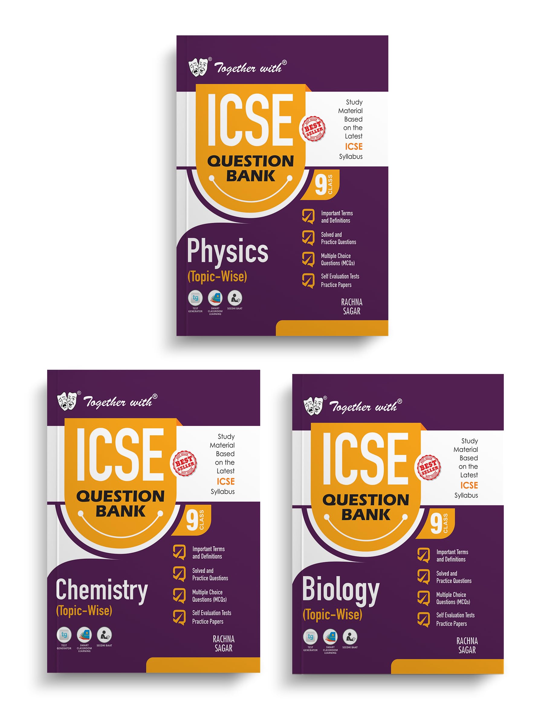 Together with ICSE Physics, Chemistry & Biology Class 9 Question Bank Exam 2025 (Set of 3 Books) (Chapterwise & Topicwise)