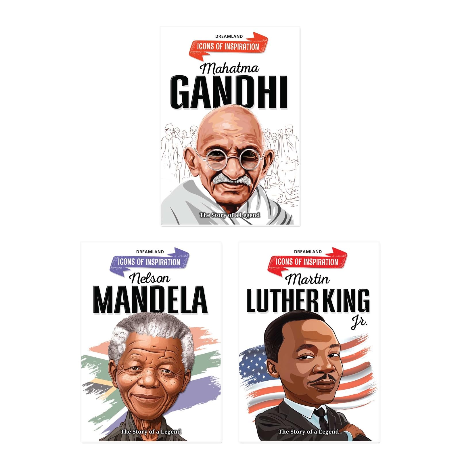 Icons Of Inspiration Illustrated Biography Combo Pack (Set Of 3 Books) For Kids Age 6  12 Years (Mahatma Gandhi, Nelson Mandela