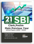 Disha 21 YearWise Sbi Clerk Prelim & Main Exams Previous Year Solved Papers (2025  2009) 6Th Edition | General Banking