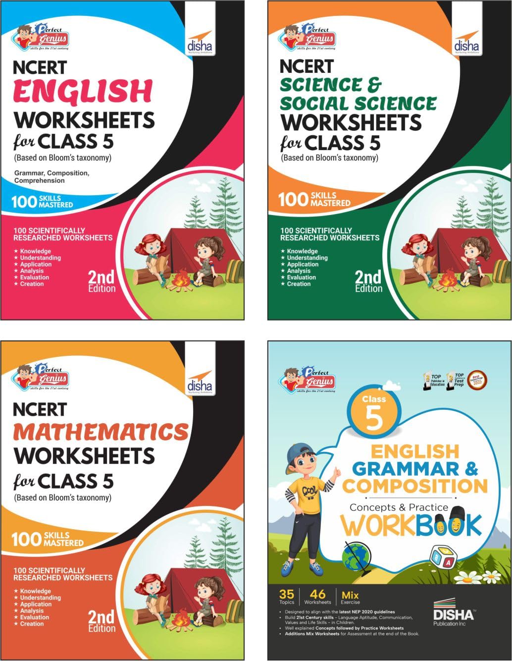 Combo (Set Of 4 Books) Perfect Genius Class 5 Ncert Science, Social Studies, Mathematics, English Grammar & Comprehension Worksh