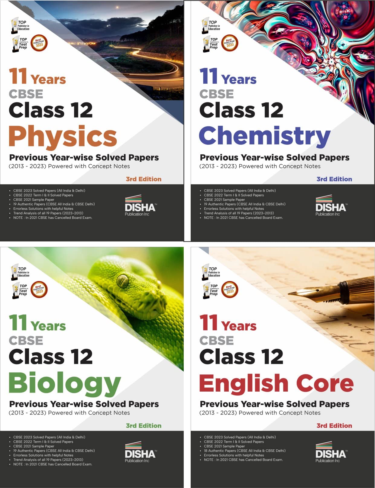 Combo (Set Of 4 Books) 11 Years Cbse Class 12 Physics, Chemistry, Biology & English Core Previous YearWise Solved Papers (2013 