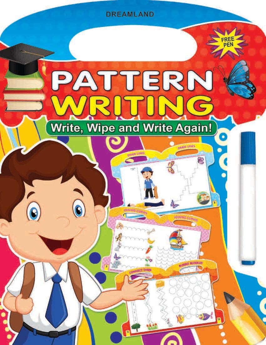 Write And Wipe Pattern Activity Book For Kids Age 24 | Reusable WipeClean Tracing Practice With Marker Pen | Preschool Early W