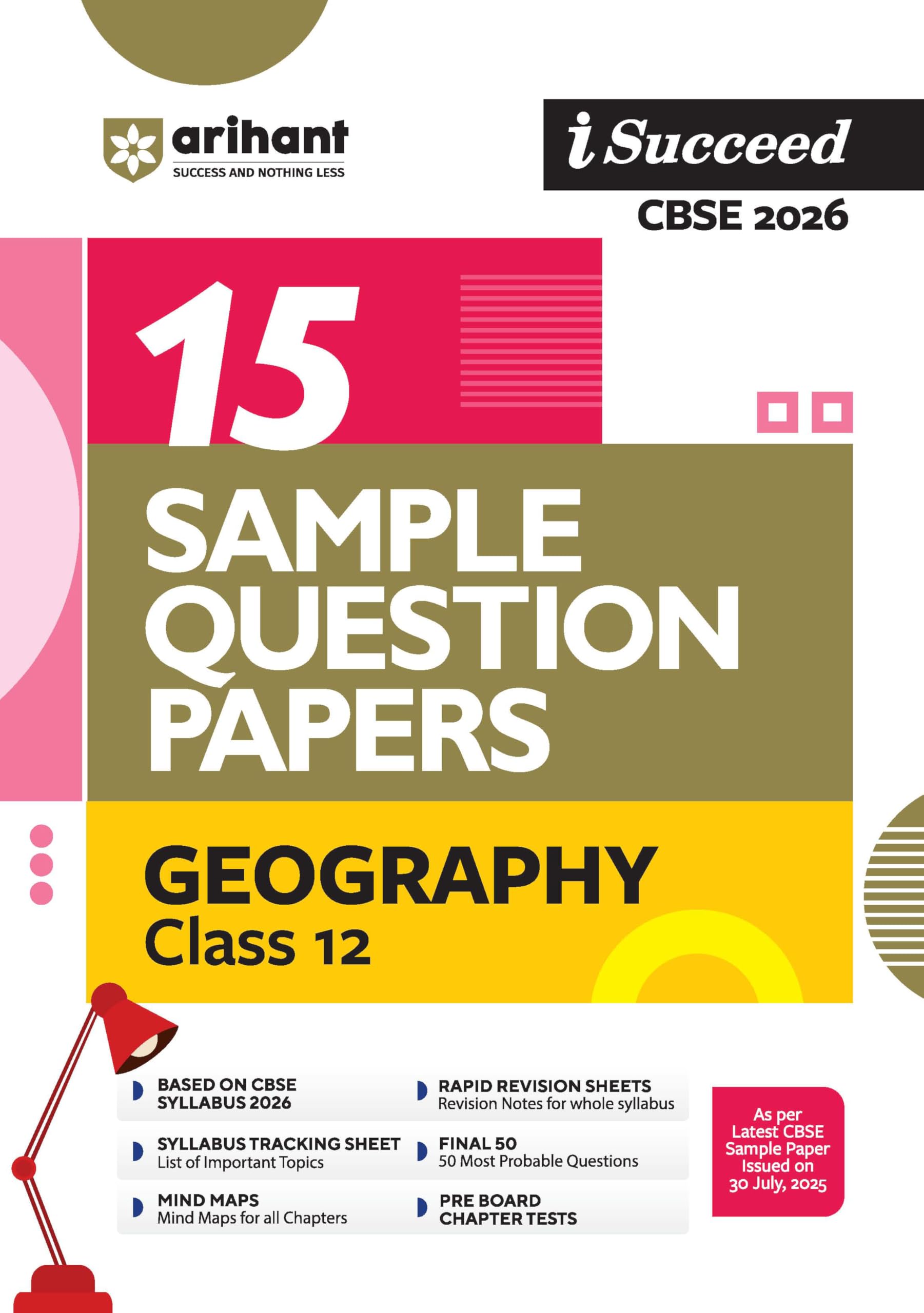 Arihant I Succeed Cbse 15 Sample Question Papers Geography Class 12 For Exam 2026 | Based On Latest Cbse Syllabus | With Solved 