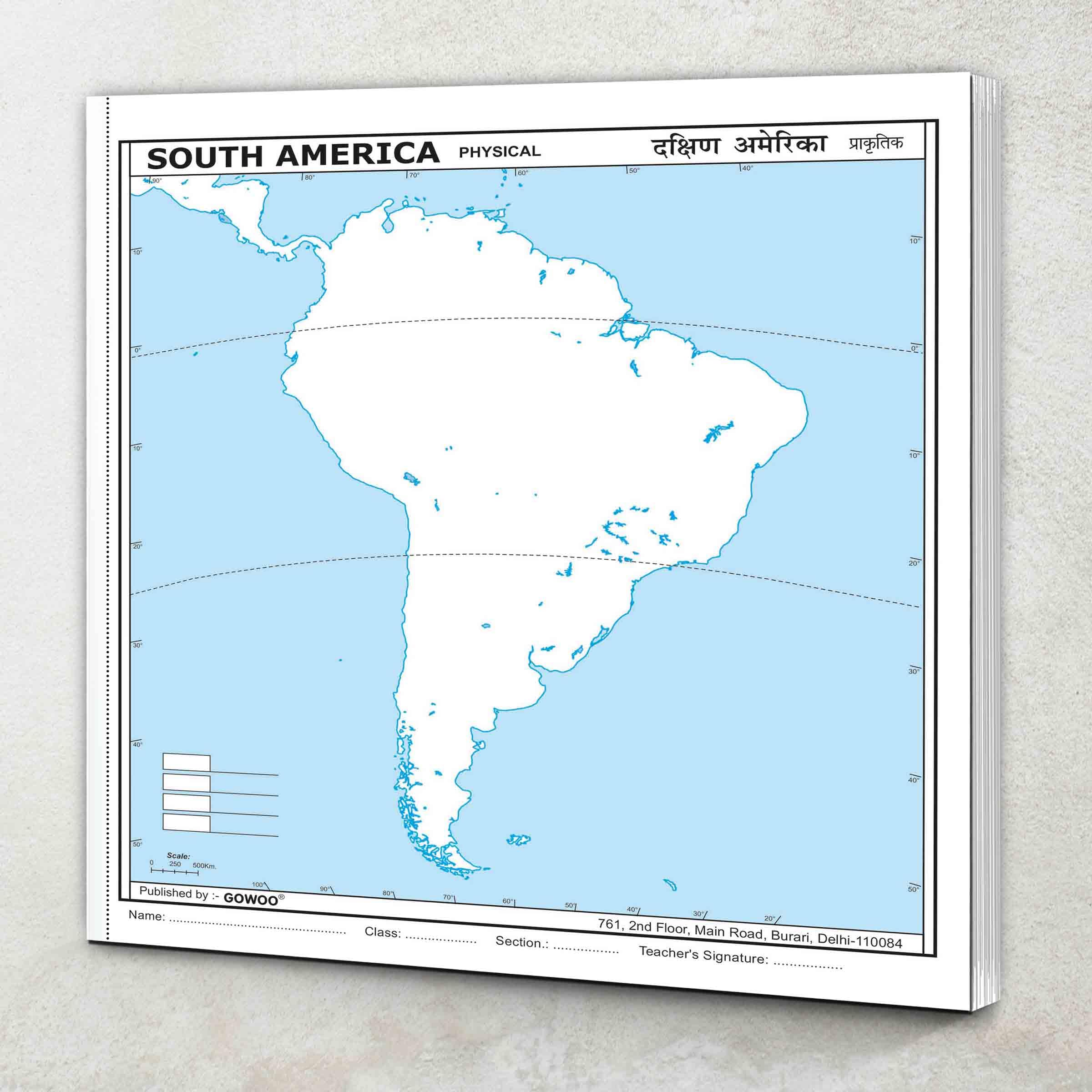 SMALL  100 SOUTH AMERICA PHYSICAL OUTLINE MAP FOR SCHOOL|Physical outline map of South America
